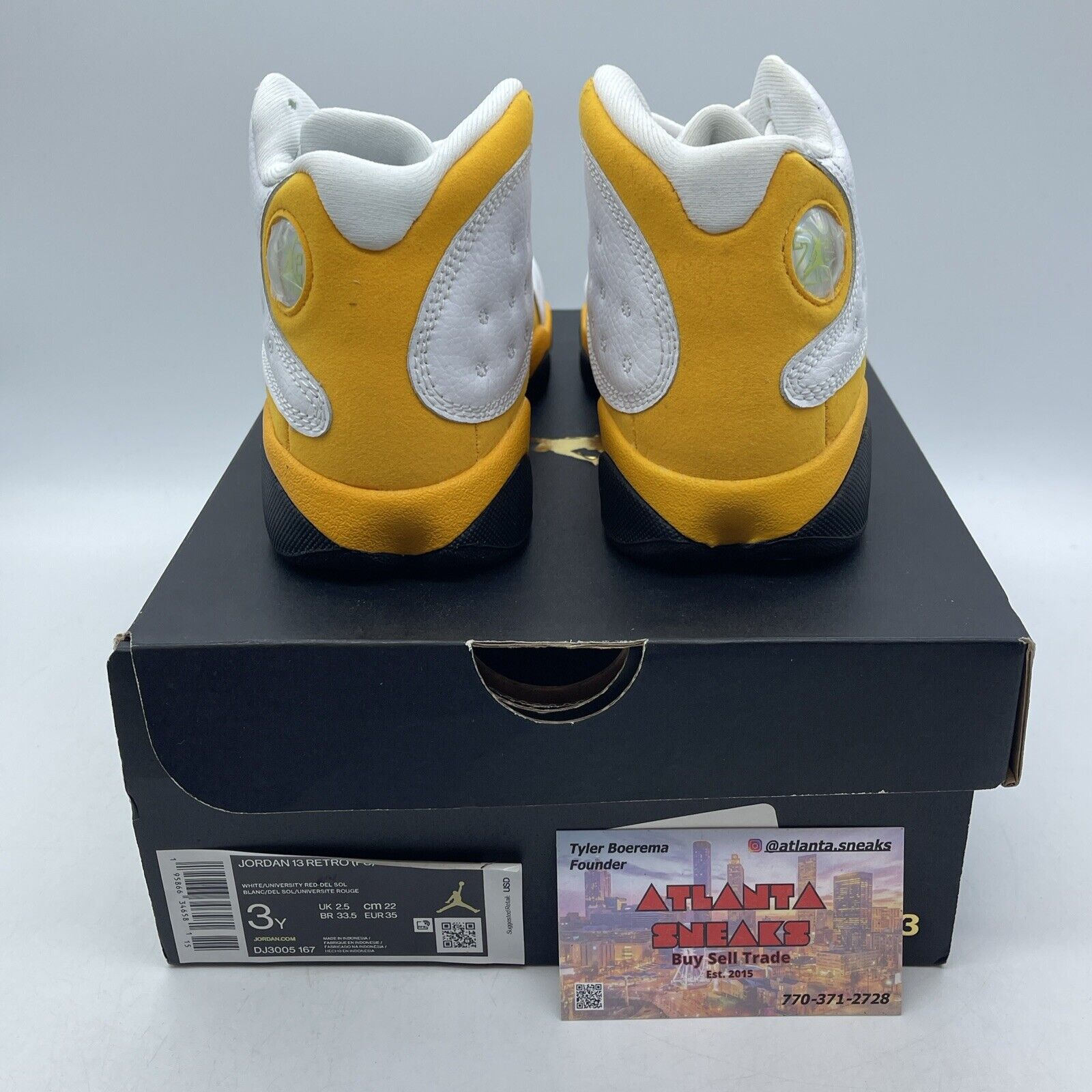 Size 3Y (GS) - Jordan 13 Retro Mid Del Sol Yellow Black White Suede (DJ3005-167)