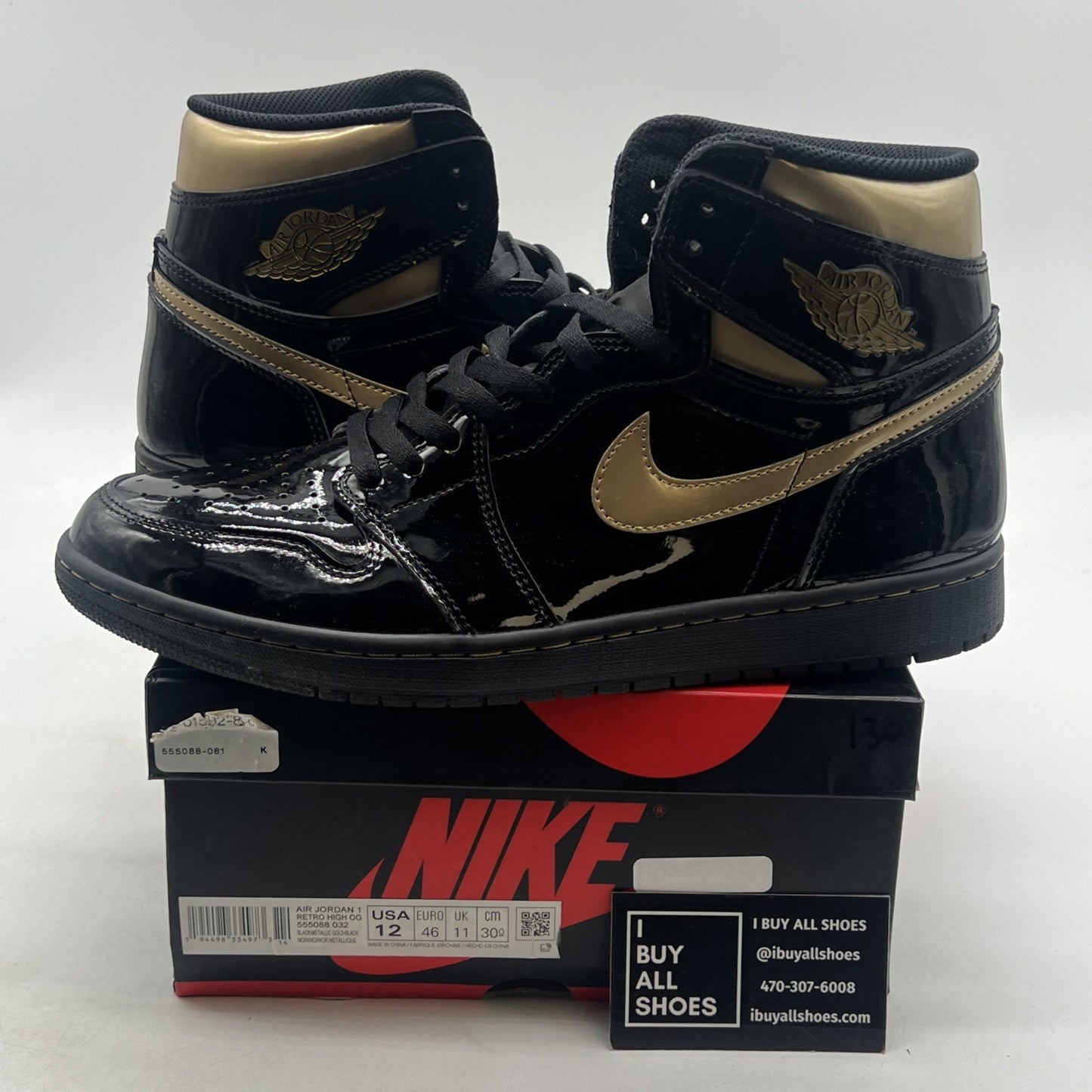 Size 12 - Air Jordan 1 Black 2020 (555088-032)