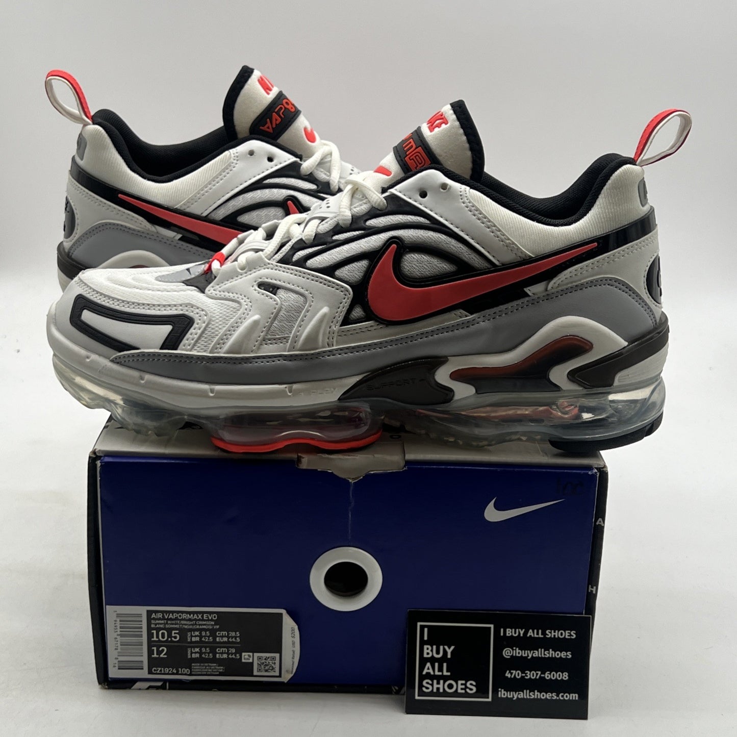 Size 10.5 - Nike Air VaporMax EVO Summit White Bright Crimson (CZ1924-100)