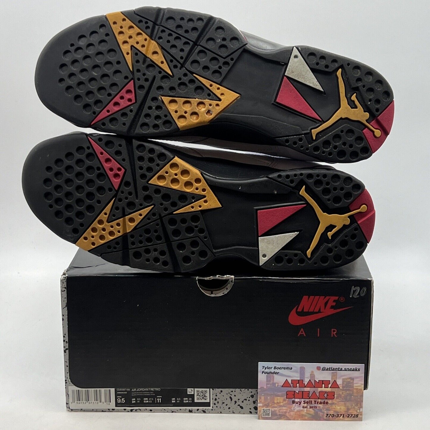 Size 9.5 - Jordan 7 Cardinal 2022 White Black Red Yellow Leather (CU9307-106)