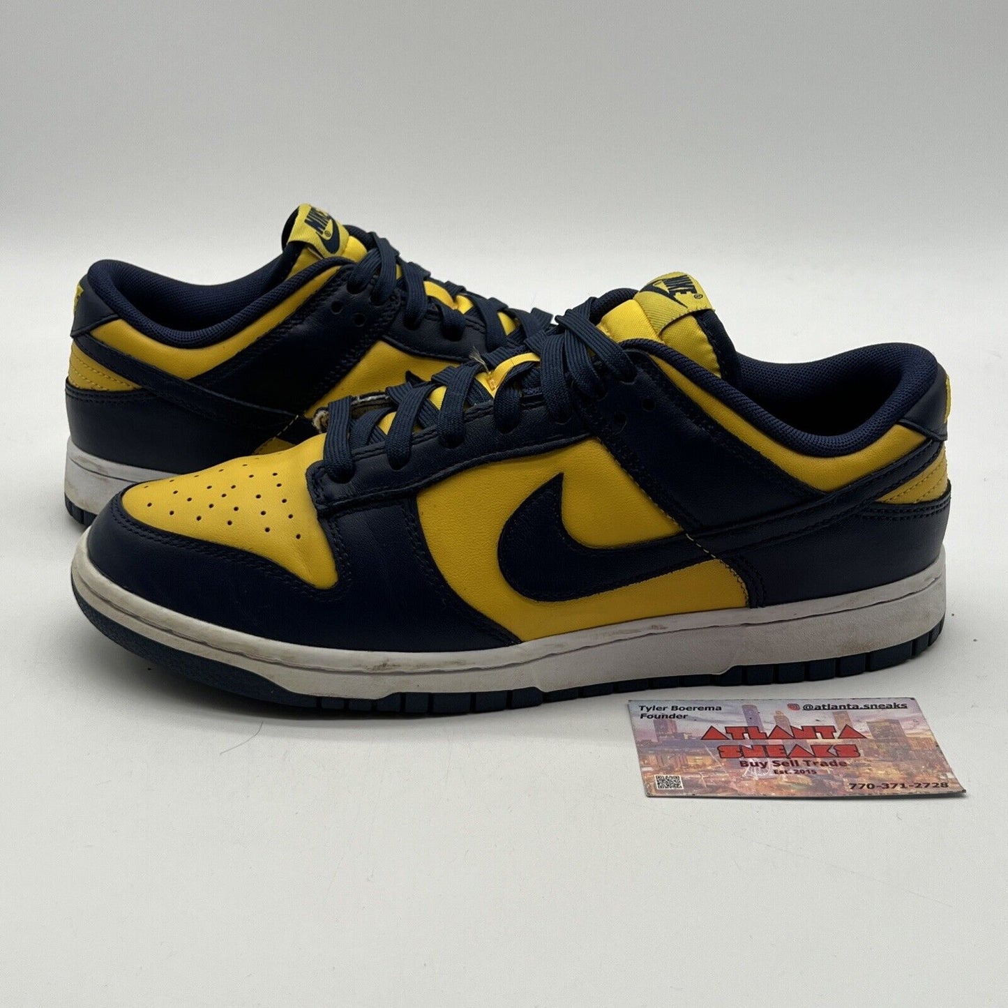 Size 9 - Nike Dunk Low Michigan 2021 Yellow Navy Leather White (DD1391-700)