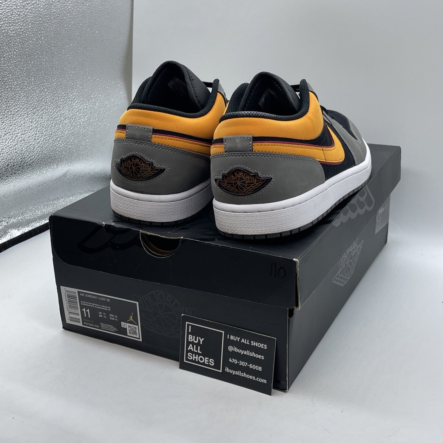 Size 11 - Air Jordan 1 SE Low Vivid Orange Black Grey Suede (FN7308-008)