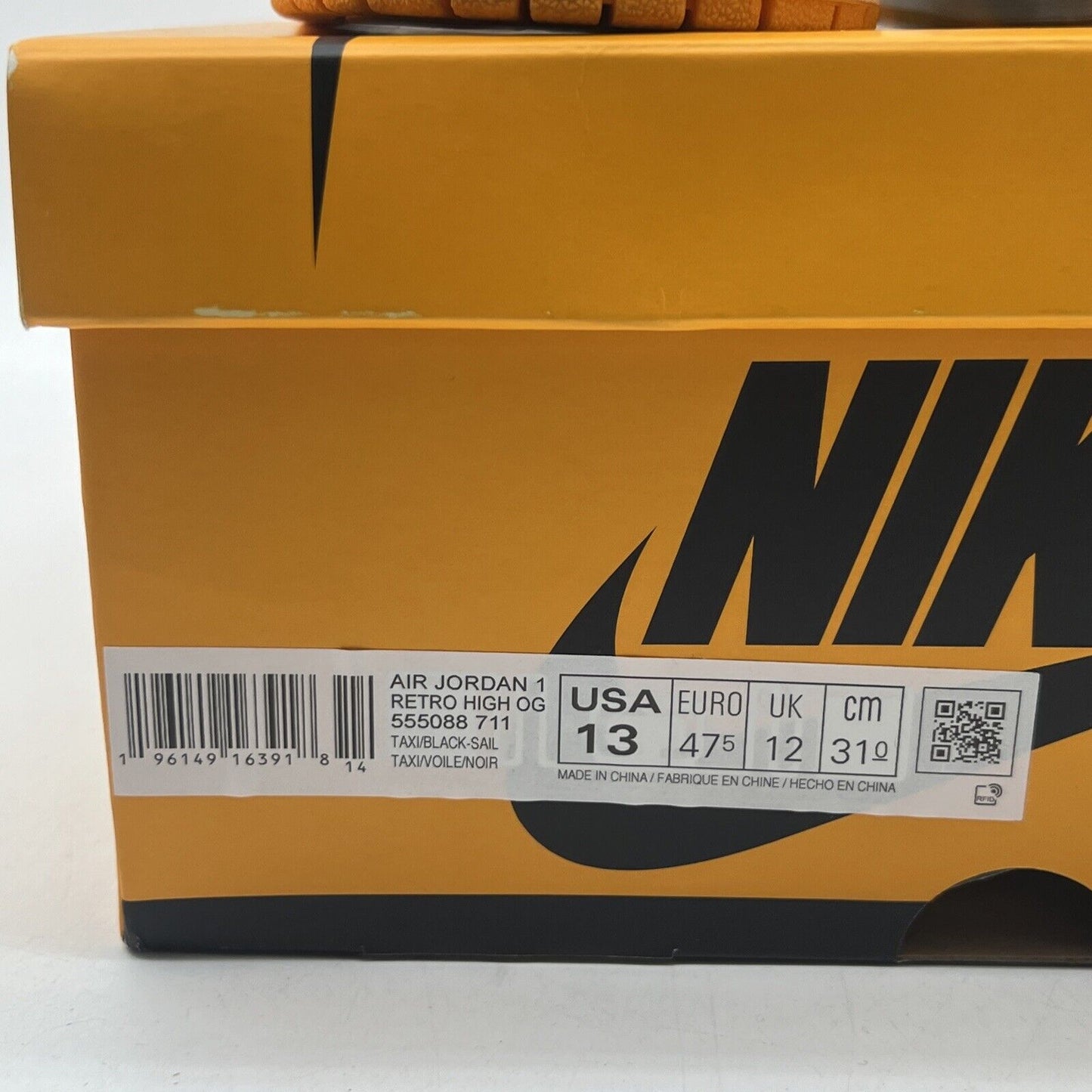 Size 13 - Jordan 1 Retro OG High Yellow Toe Black White Leather (555088-711)