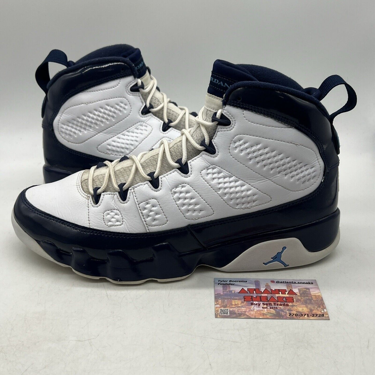 Size 11.5 - Air Jordan 9 Retro UNC White Navy Leather (302370-145)