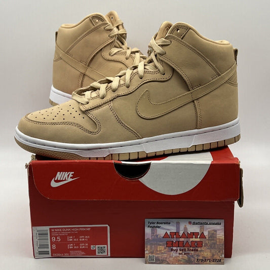 Size 9.5 - Nike Dunk Premium High Vachetta Tan W Suede White  (DX2044-201)