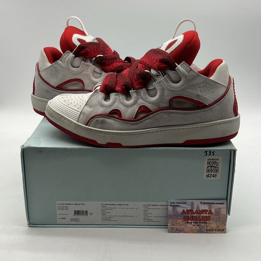 Size 10 - Lanvin Wmns Curb Sneakers White Red (FM-SKRK11-DRAP-P23)