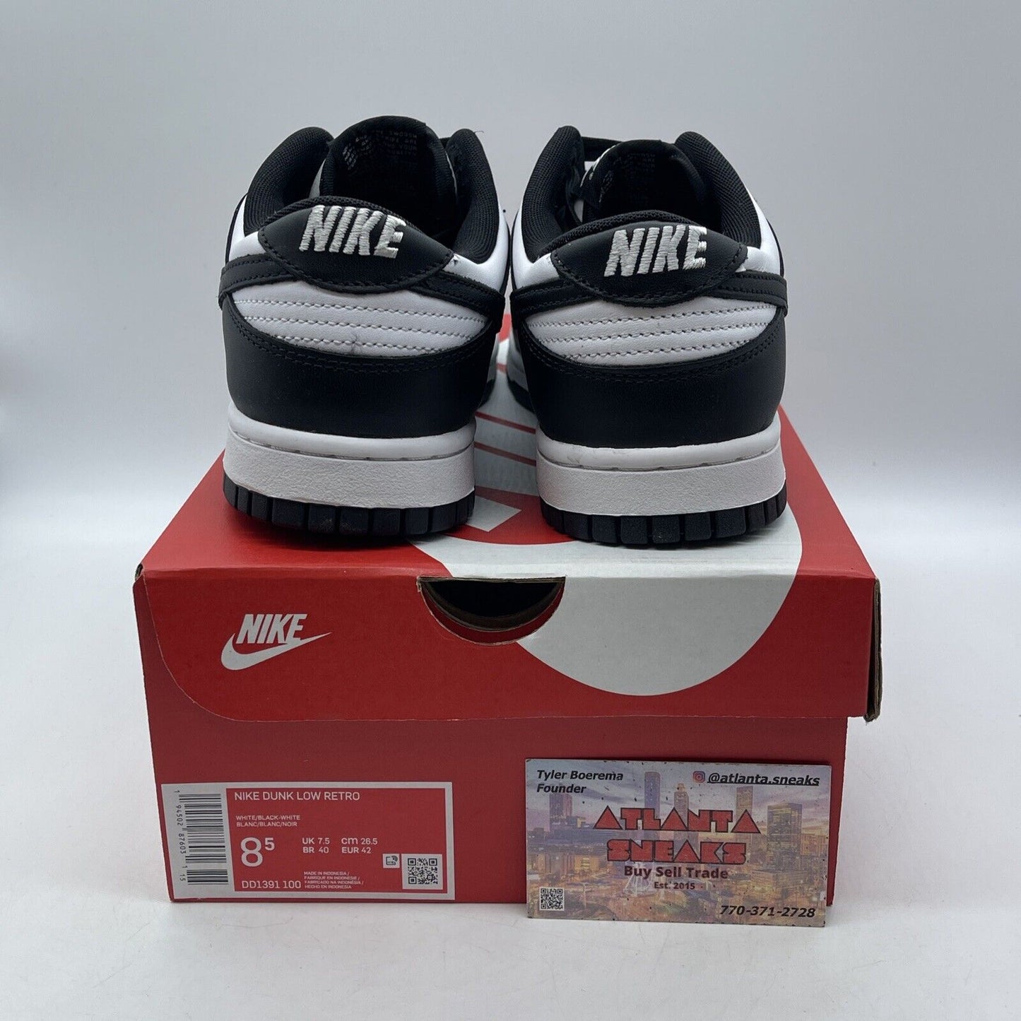 Size 8.5 - Nike Dunk Low Black White Leather (DD1391-100)