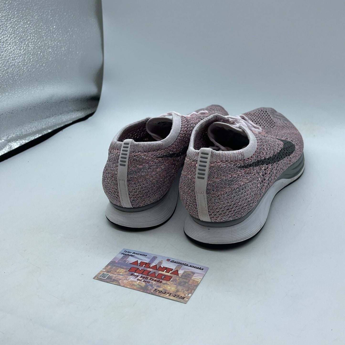 Size 11 - Nike Flyknit Racer Strawberry Red Grey White Suede (526628-604)