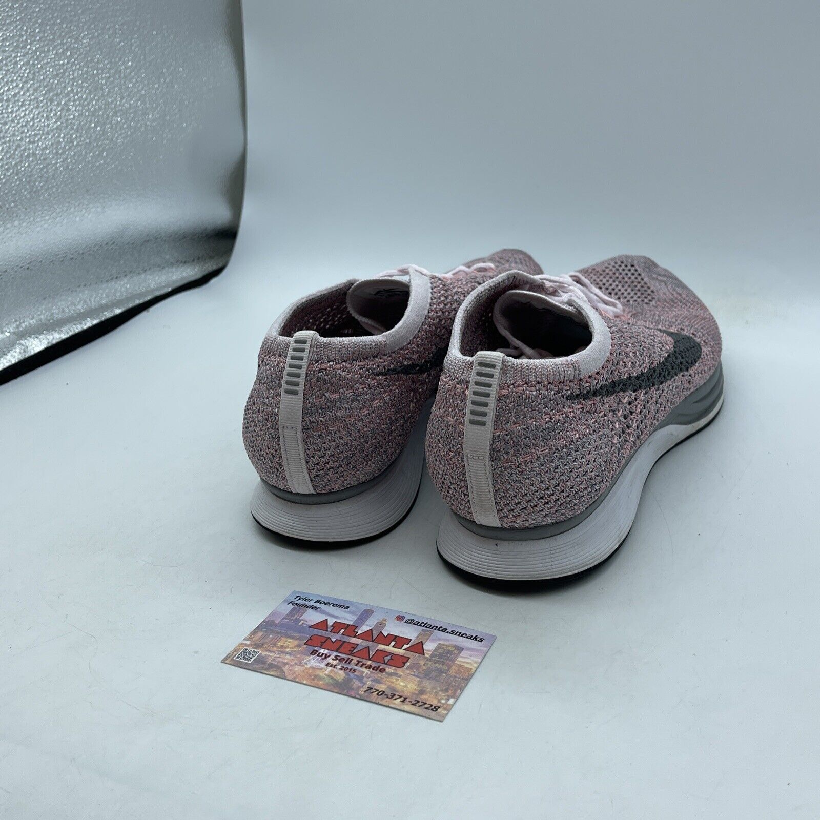 Size 11 - Nike Flyknit Racer Strawberry Red Grey White Suede (526628-604)