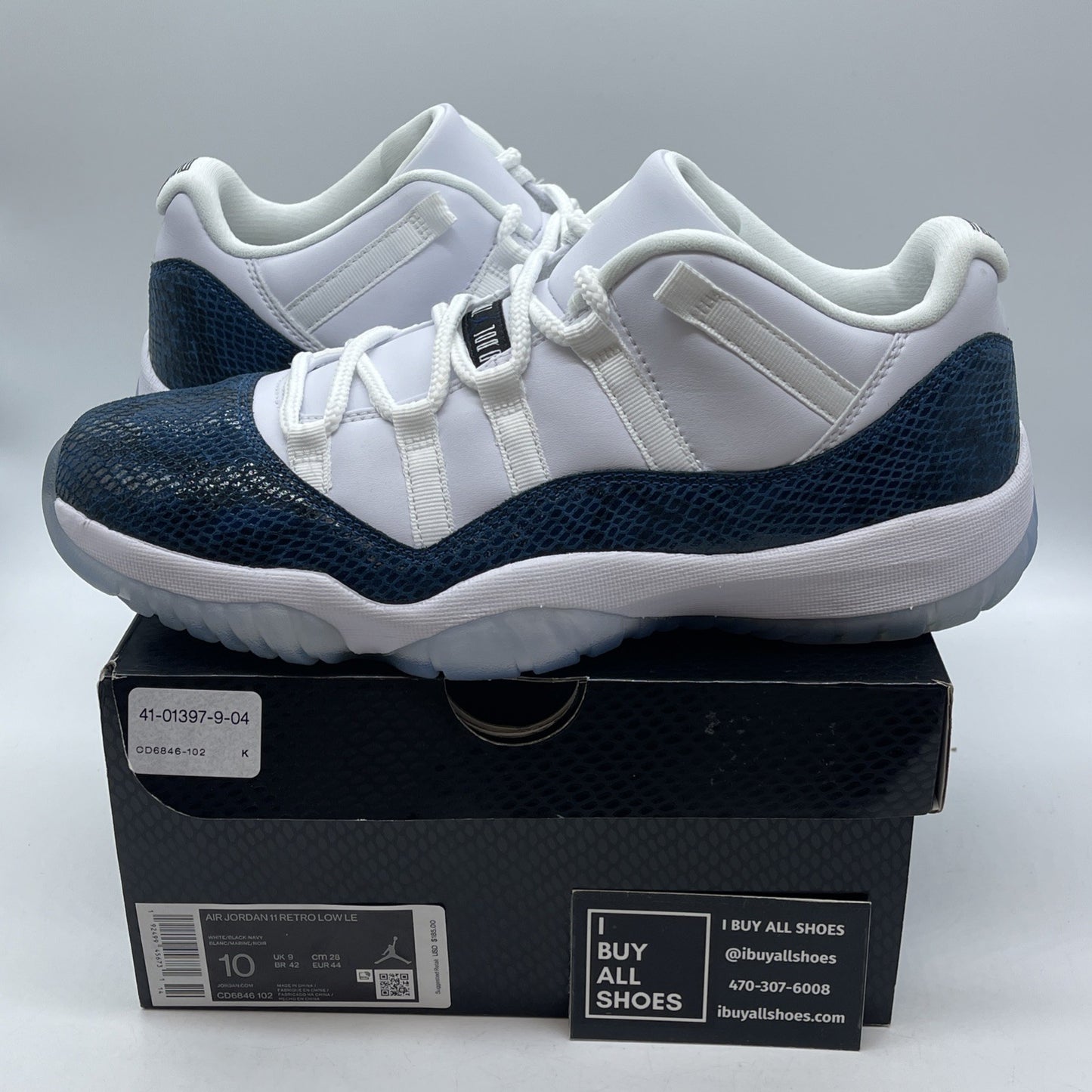 Size 10 - Jordan 11 Retro Low Snakeskin Blue Suede Leather (CD6846-102)