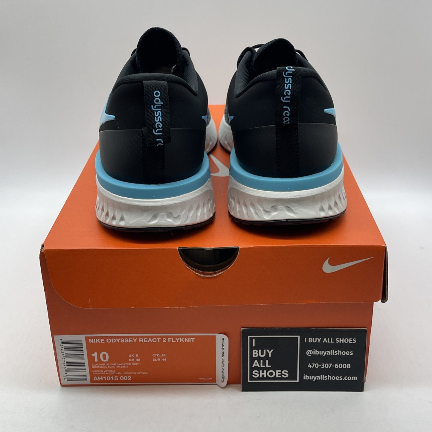 Size 10 - Nike Odyssey React 2 Flyknit Black Aviator Grey Suede (AH1015-002)