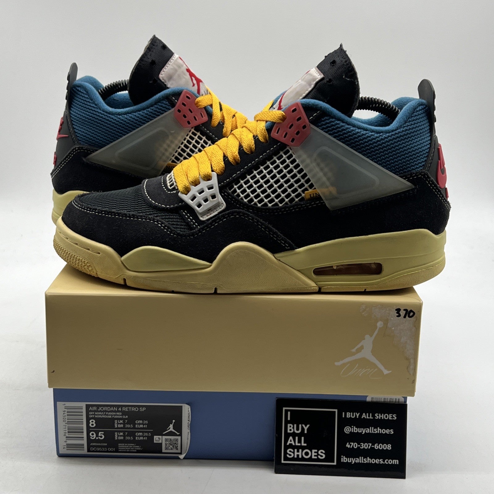 Size 8 - Air Jordan 4 Retro x Union LA Mid Off Noir (DC9533-001)