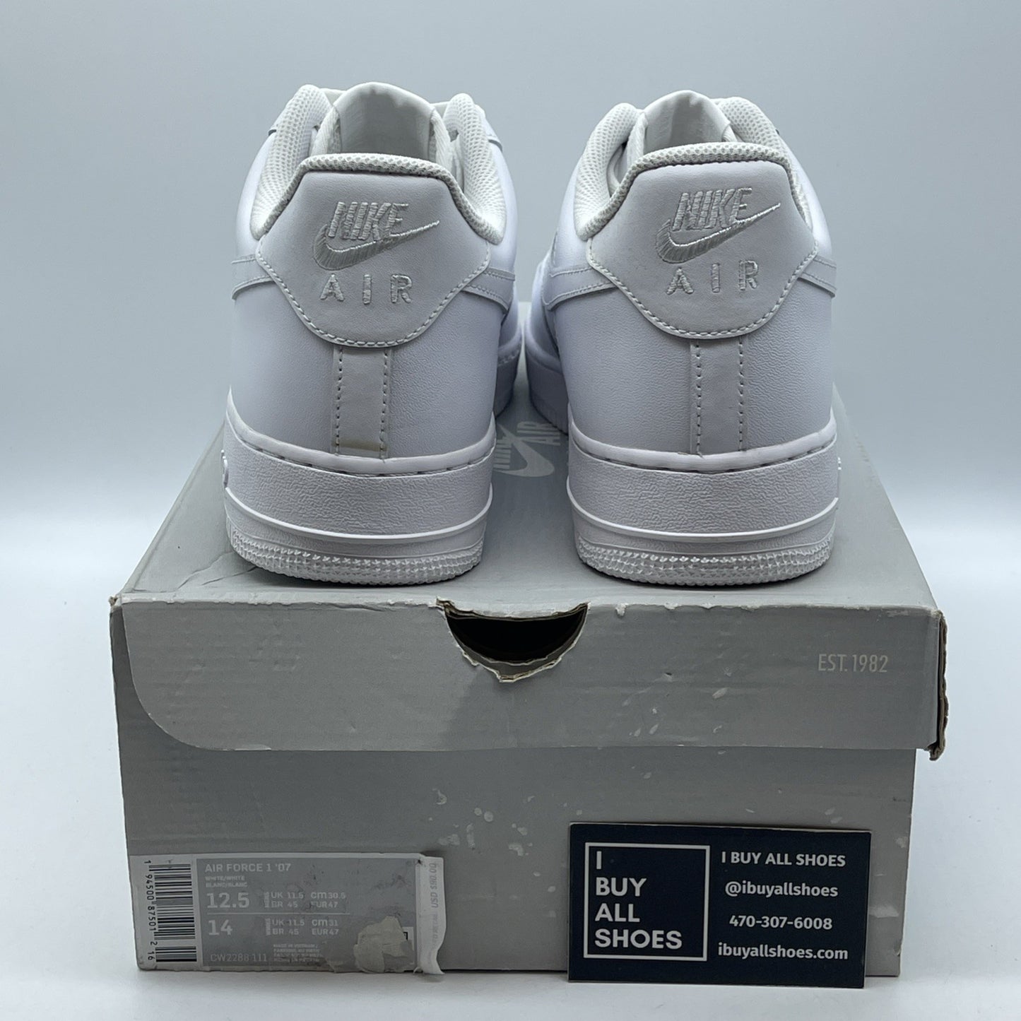 Size 12.5 - Nike Air Force 1 '07 Low Triple White Suede Leather (CW2288-111)