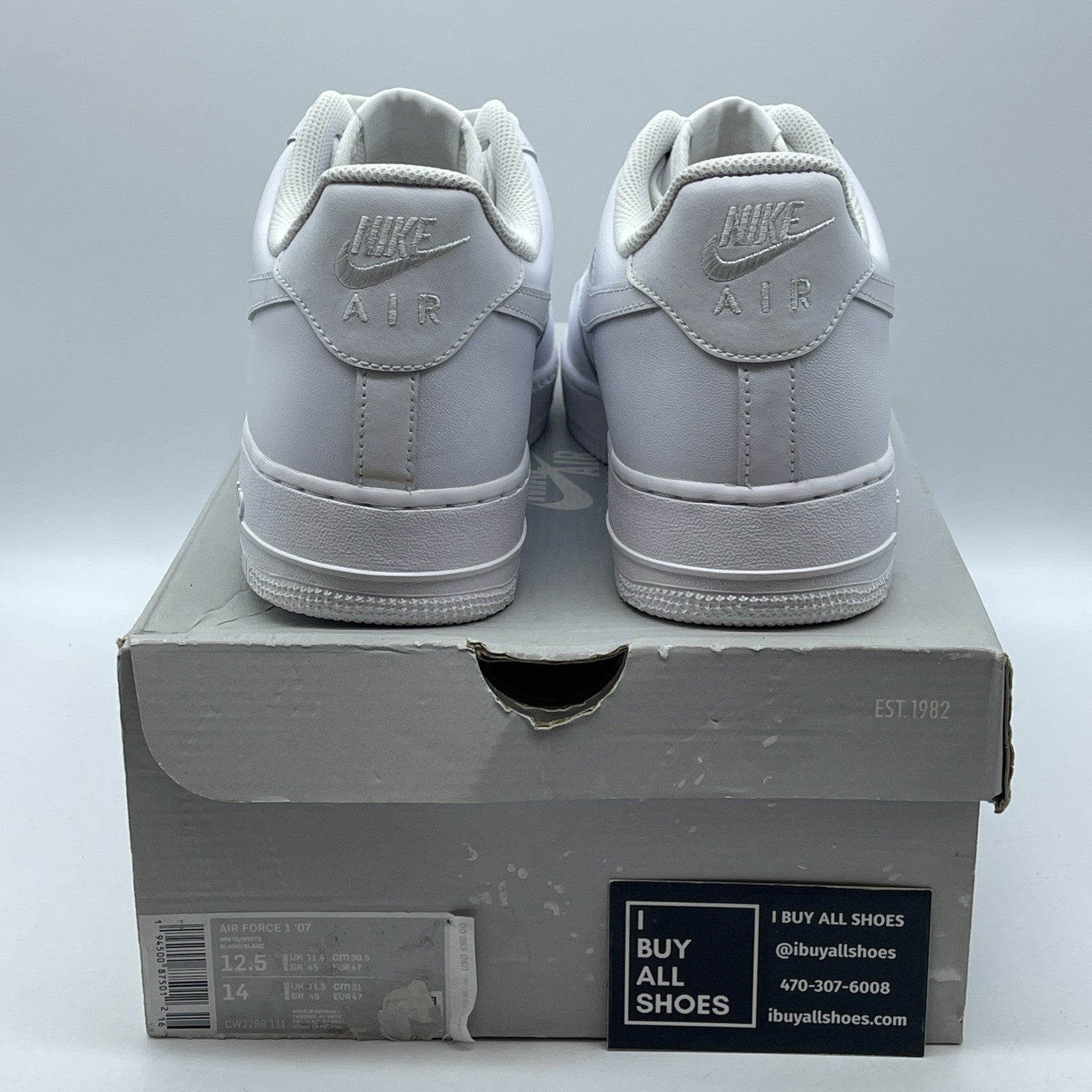 Size 12.5 - Nike Air Force 1 '07 Low Triple White Suede Leather (CW2288-111)