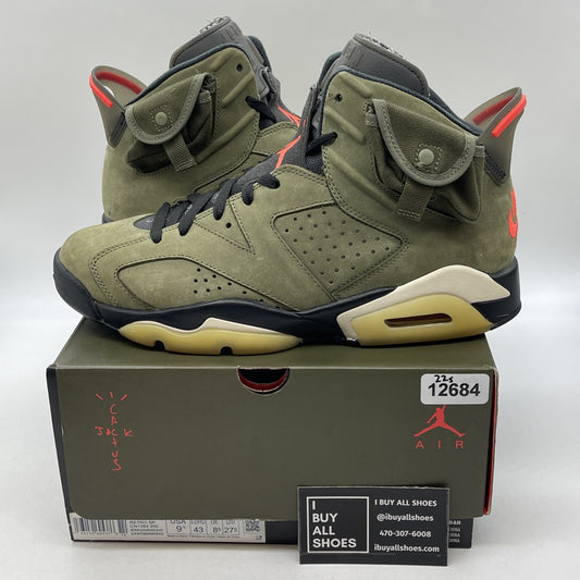 Size 9.5 - Jordan 6 Retro x Travis Scott Mid Olive Green Suede (CN1084-200)
