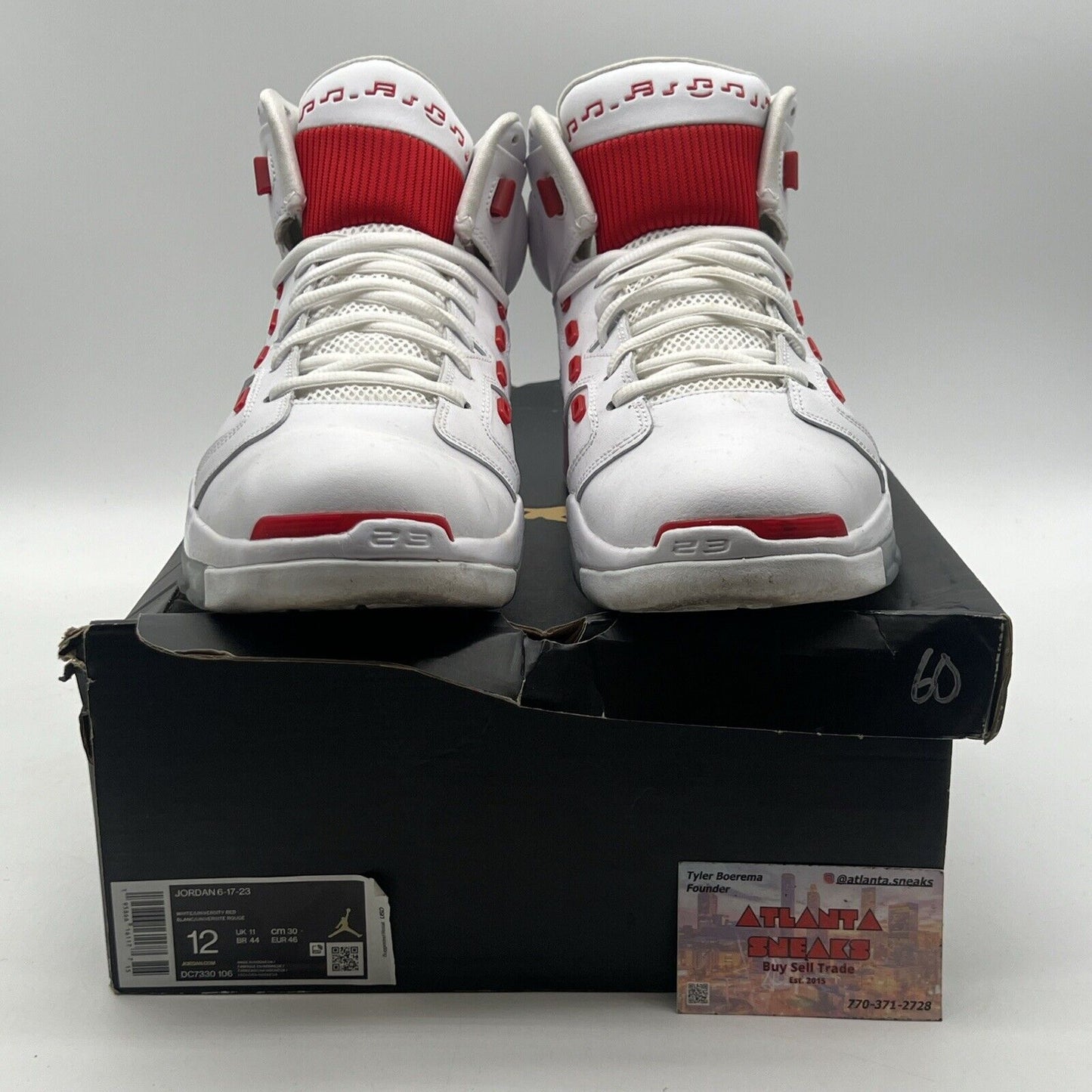 Air Jordan 6-17-23 Shoe (DC7330-106) White Fire Red Leather (DC7330-106)