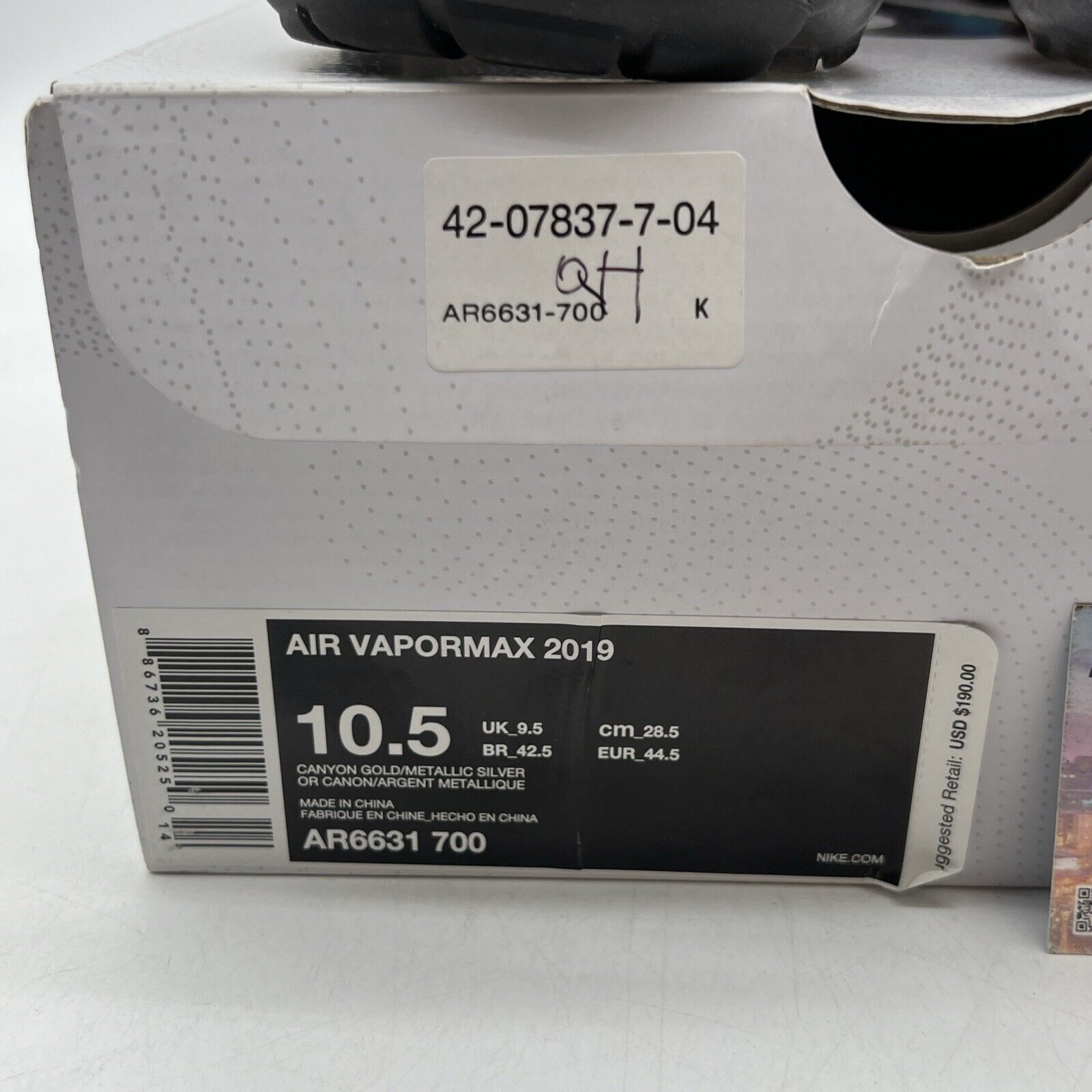 Size 10.5 - Nike Air VaporMax 2019 Canyon Gold Grey Orange Green (AR6631-700)