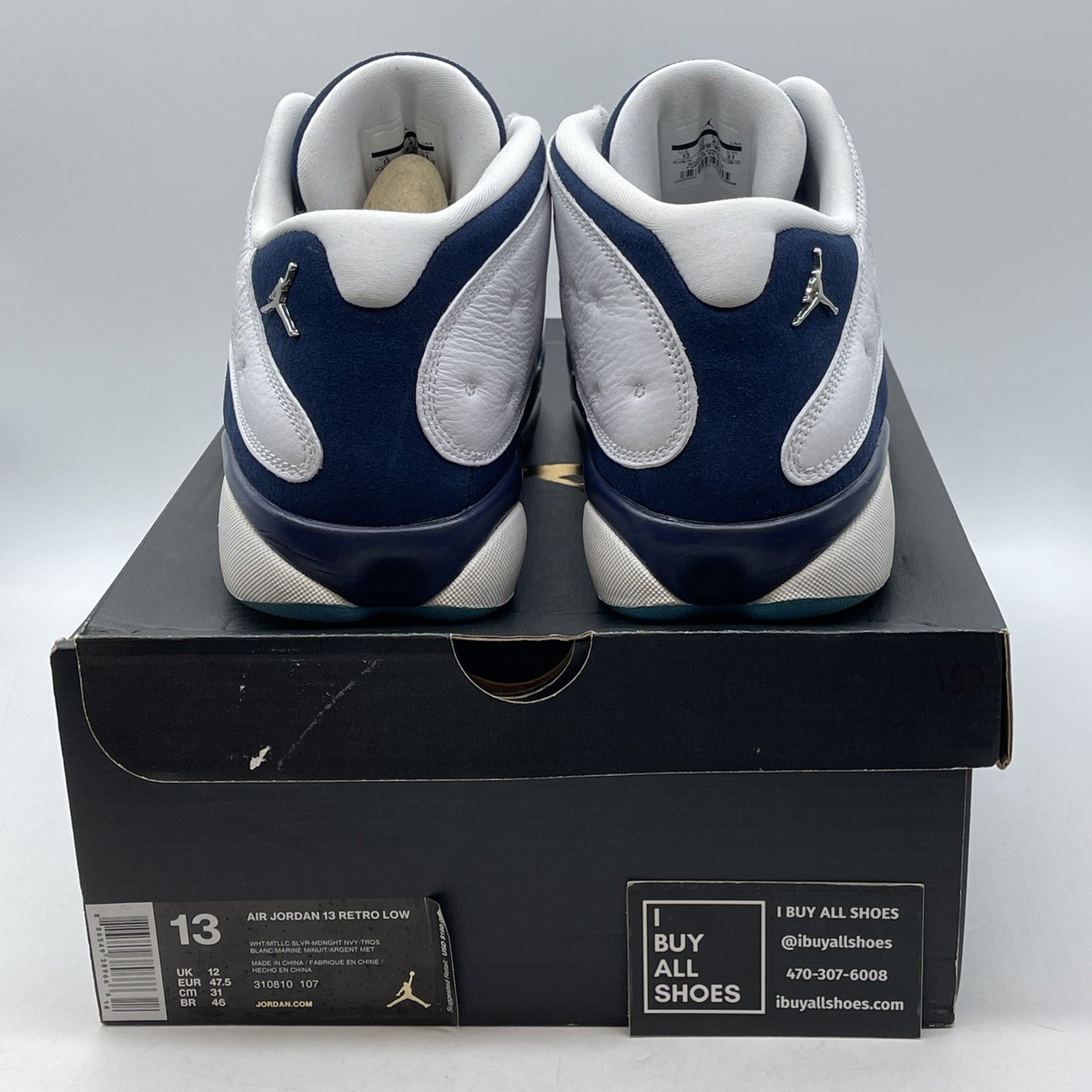 Size 13 - Air Jordan 13 Low Hornets Blue White Suede Leather (310810-107)