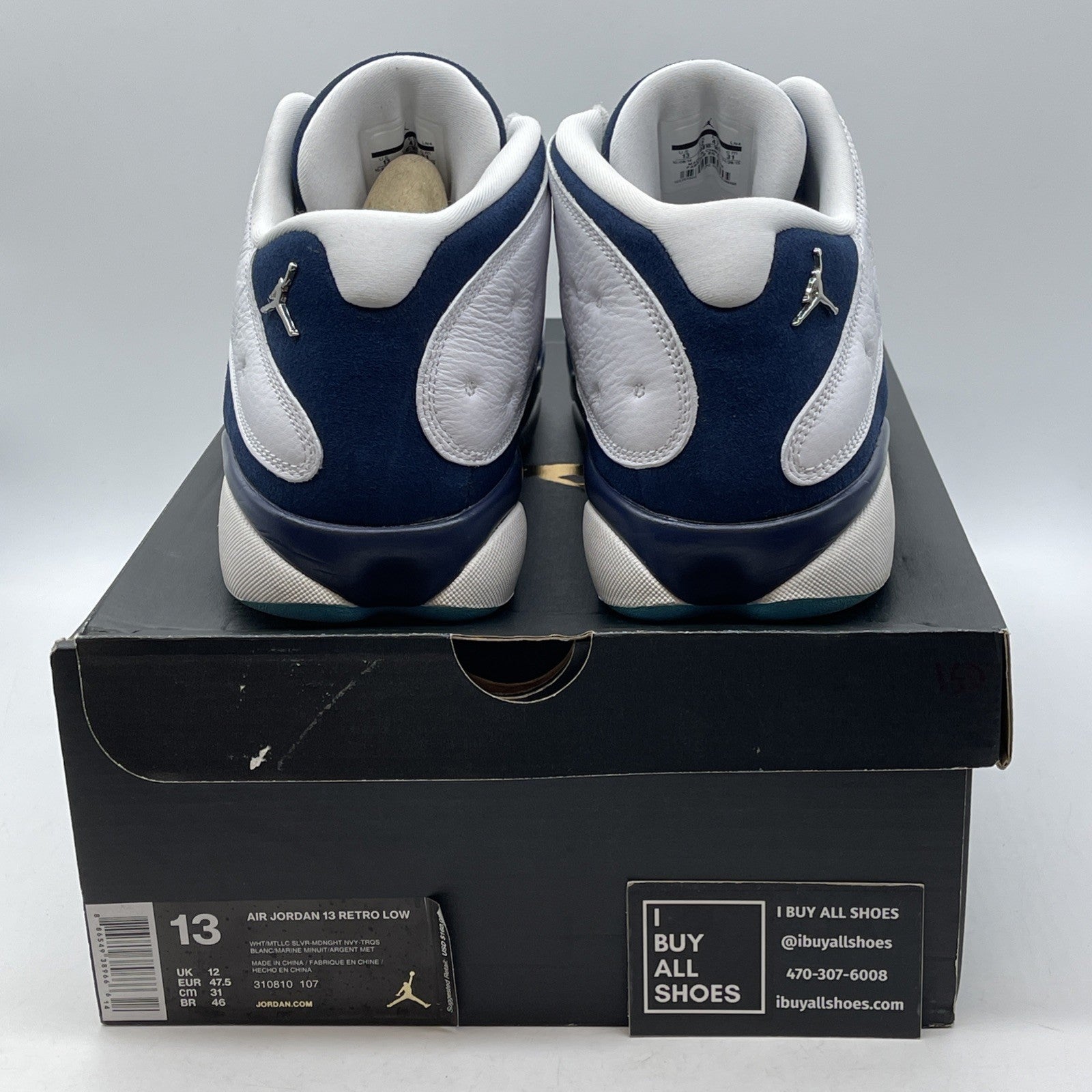 Size 13 - Air Jordan 13 Low Hornets Blue White Suede Leather (310810-107)