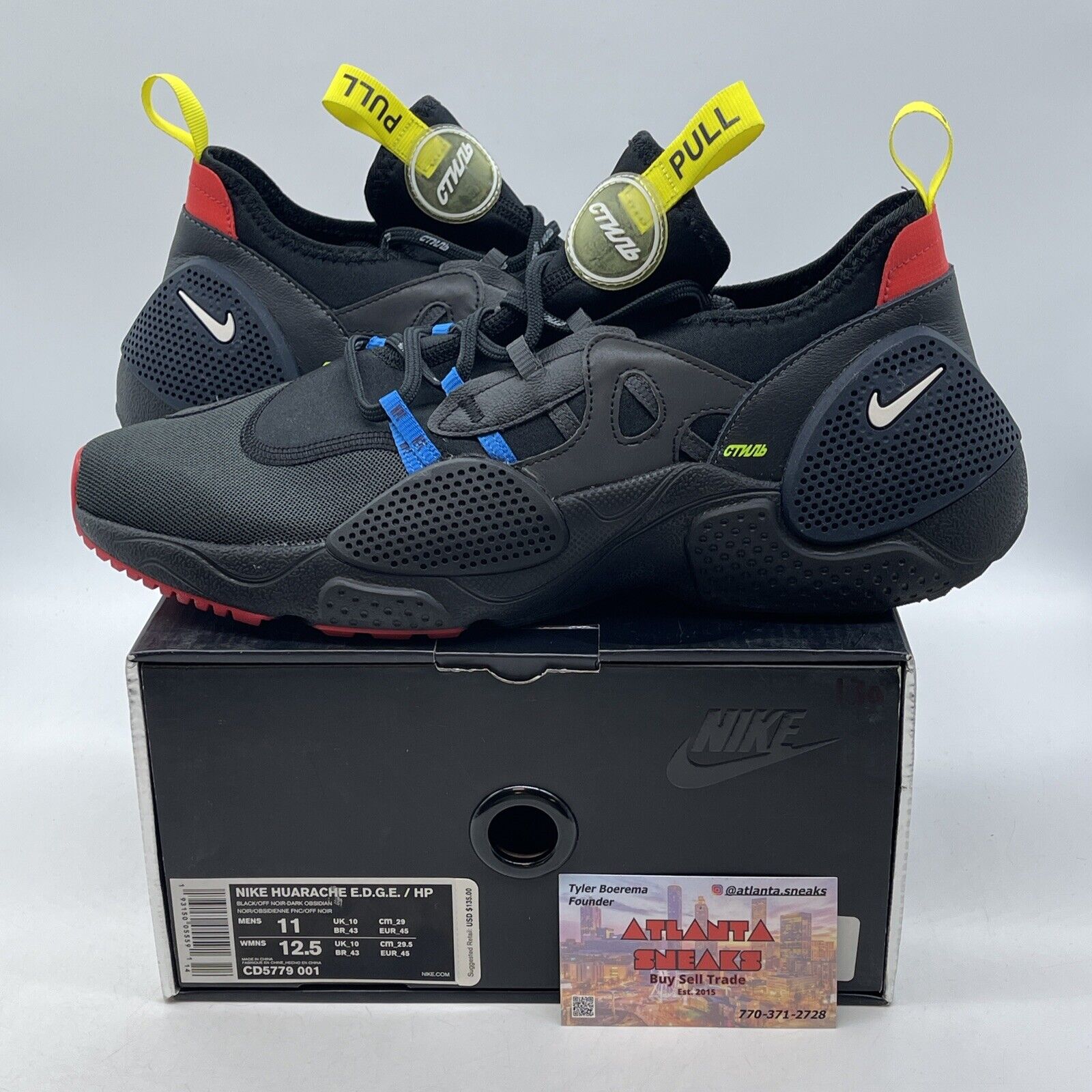 Size 11.5 - Nike Heron Preston x Huarache E.D.G.E. Black Suede (CD5779-001)