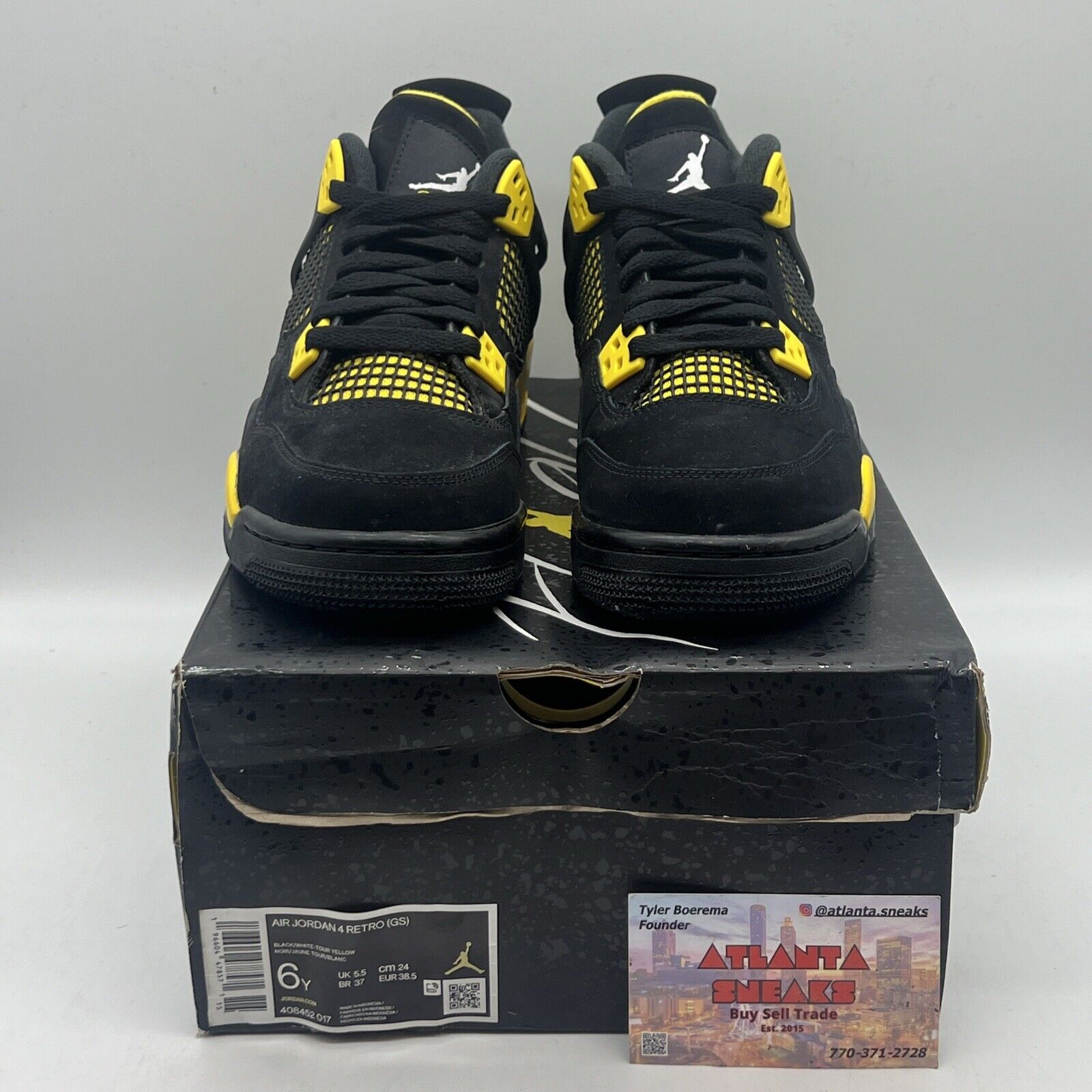 Size 6 - Jordan 4 Retro Low Thunder Brand New Og All Black Yellow