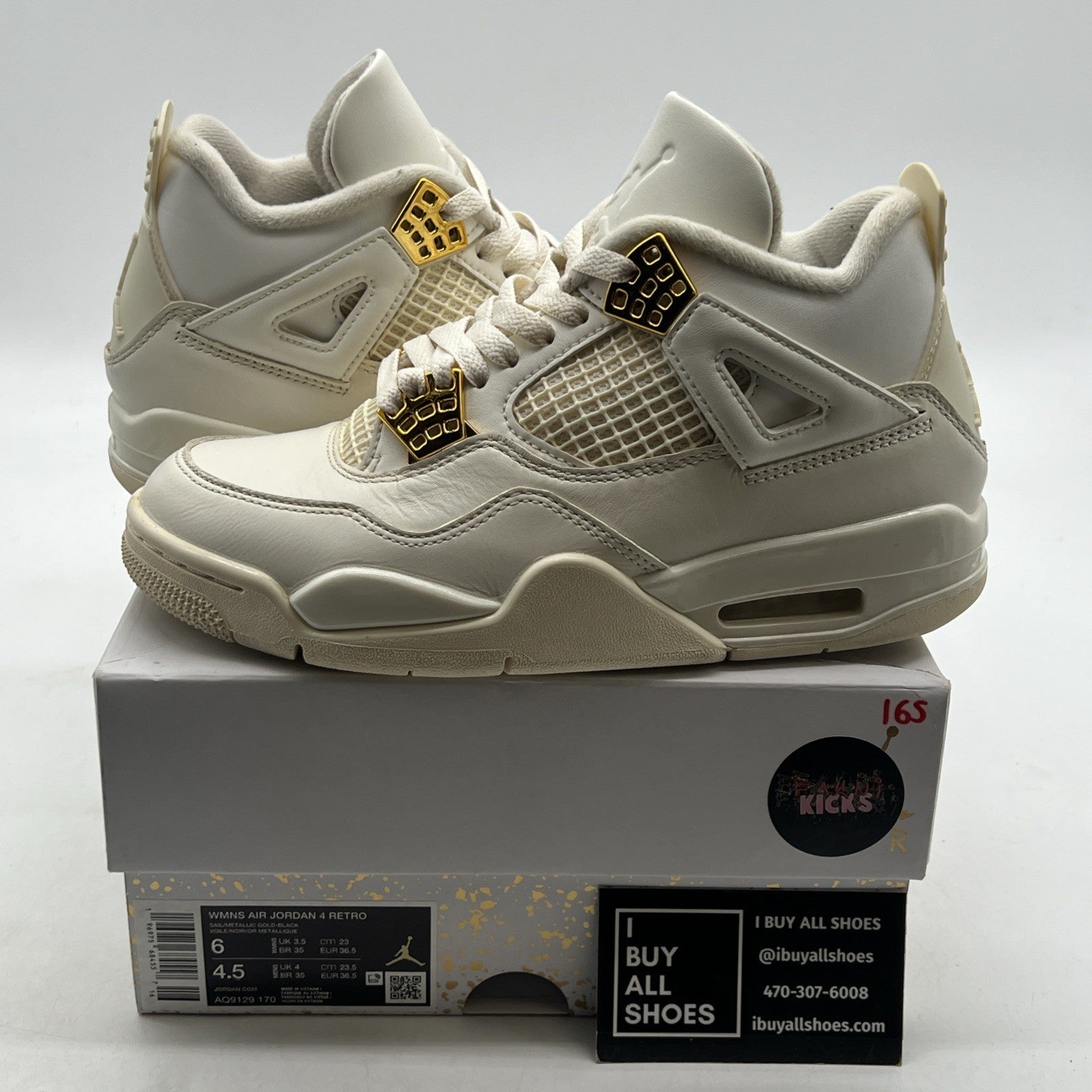 Size 6 - Air Jordan 4 Retro Metallic Gold W (AQ9129-170)