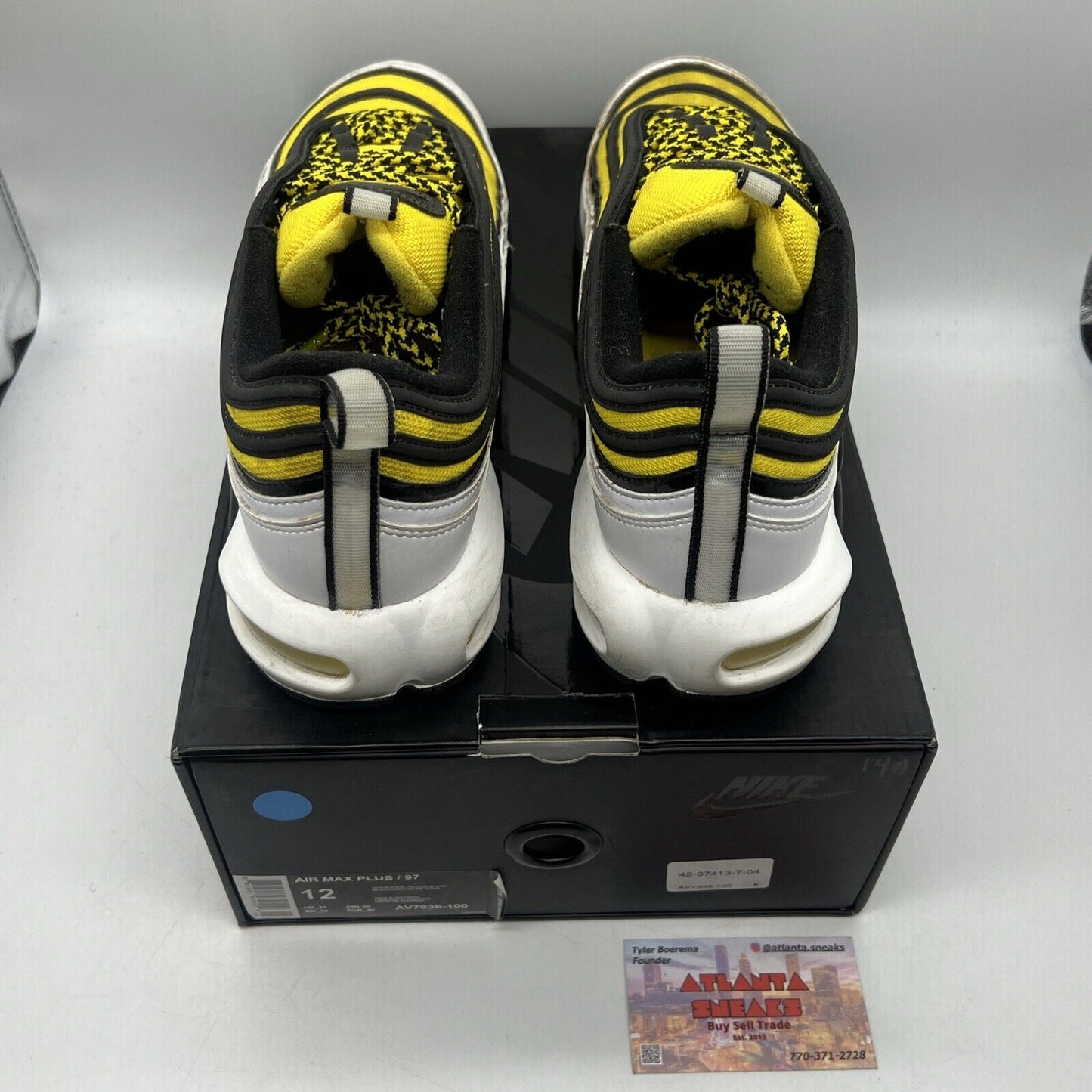 Size 12 - Nike Air Max Plus 97 Frequency Pack Yellow White Black (AV7936-100)