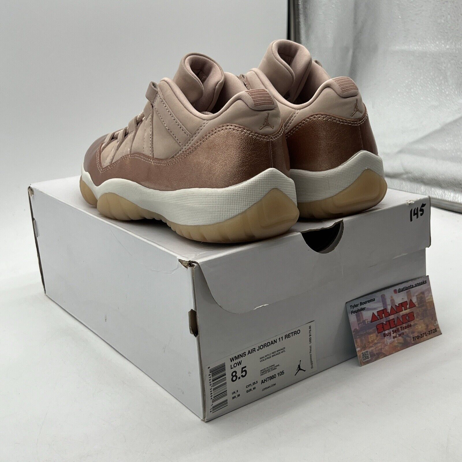 Size 8.5 - Air Jordan 11 Retro Low Rose Gold W Leather Suede White (AH7860-105)