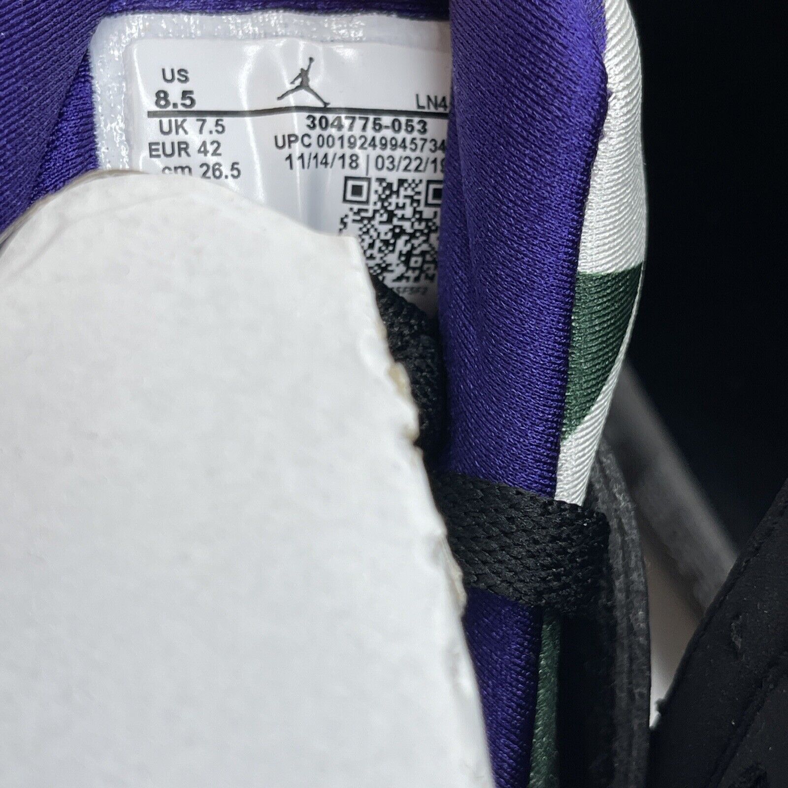 Size 8.5 - Air Jordan 7 Retro PE Ray Allen Purple Grey Black Suede (304775-053)