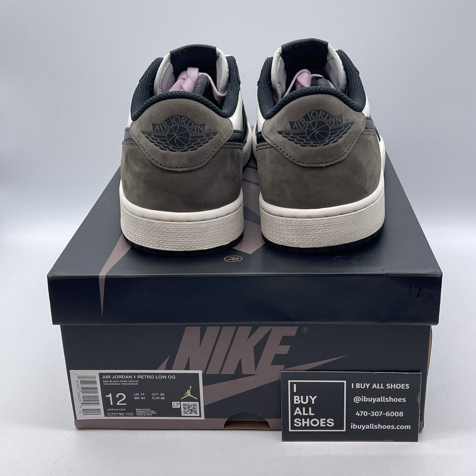 Size 12 - Air Jordan 1 Retro OG Low Mocha Black Brown Suede Leather (CZ0790-102)