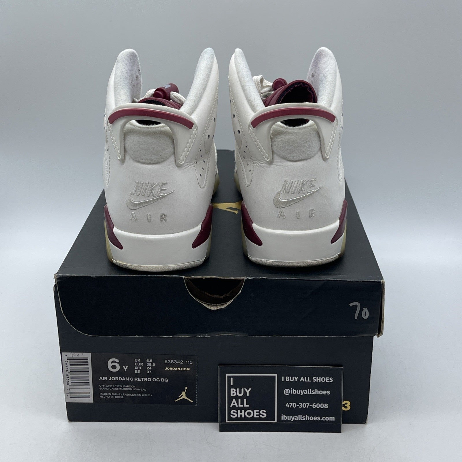 Size 6 (GS) - Air Jordan 6 Retro OG 2015 Mid Maroon (836342-115)