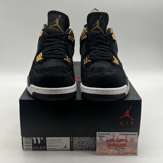Size 11.5 - Jordan 4 Retro Royalty 2017 Gold Suede Black White (308497-032)