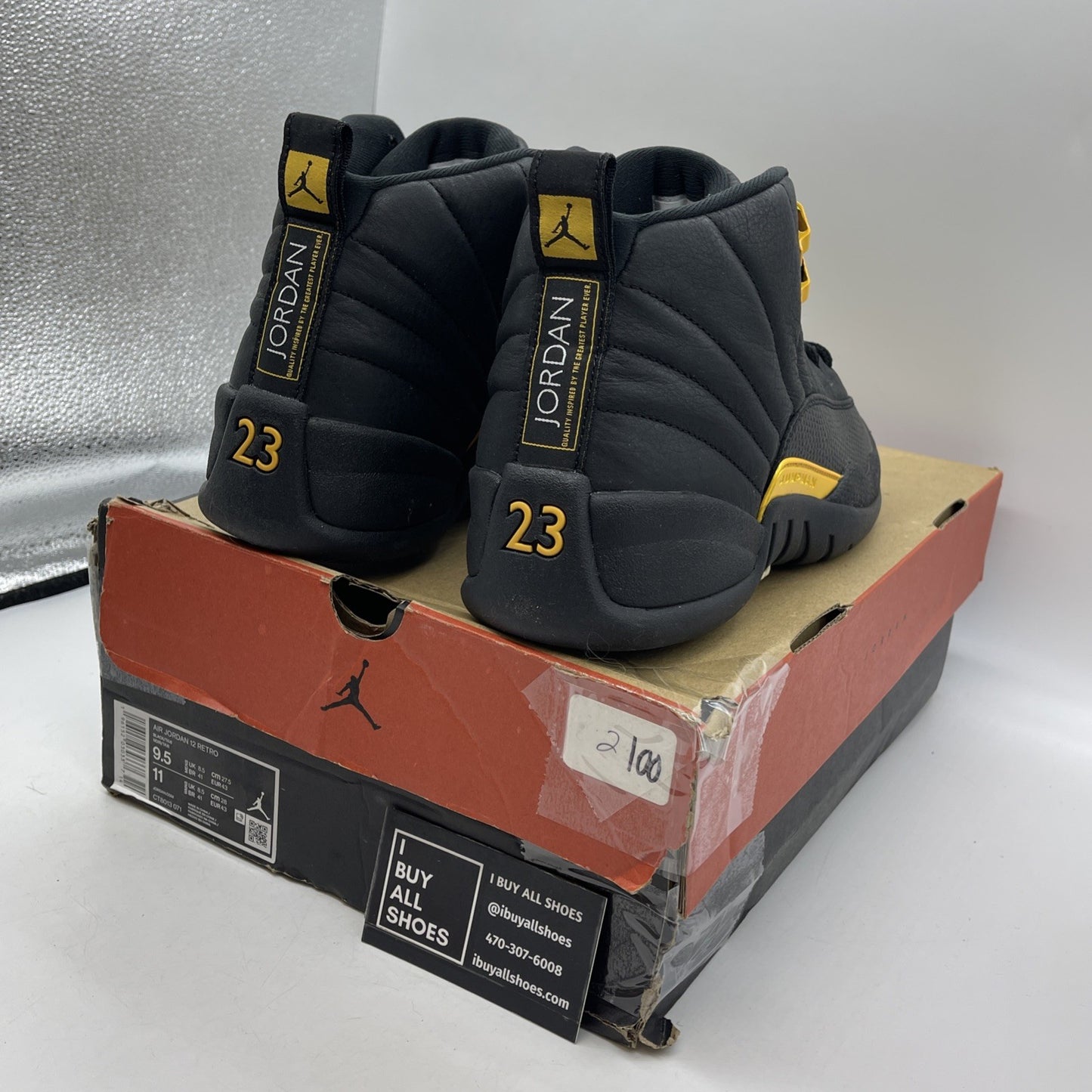 Size 9.5 - Air Jordan 12 Retro Mid Black Taxi (CT8013-071)