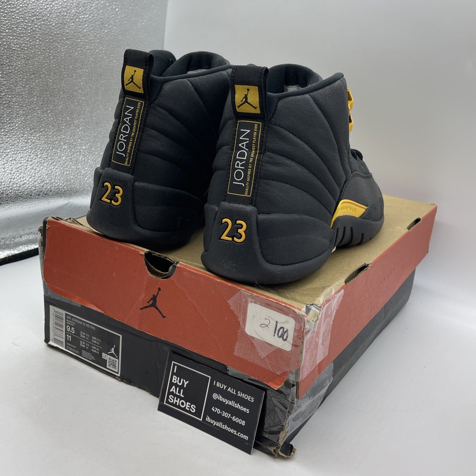 Size 9.5 - Air Jordan 12 Retro Mid Black Taxi (CT8013-071)