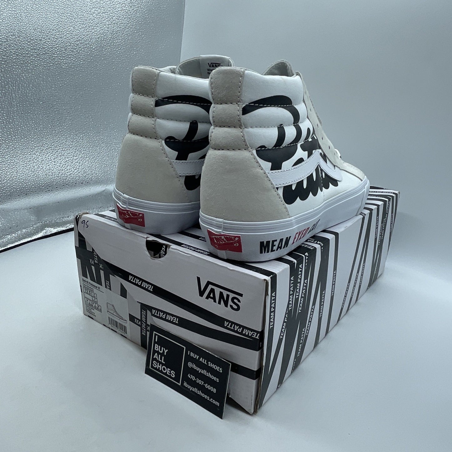 Size 12 - VANS x Patta Sk8-Hi Canvas Mean Eyed Cat White (VN0ABVH5WW)