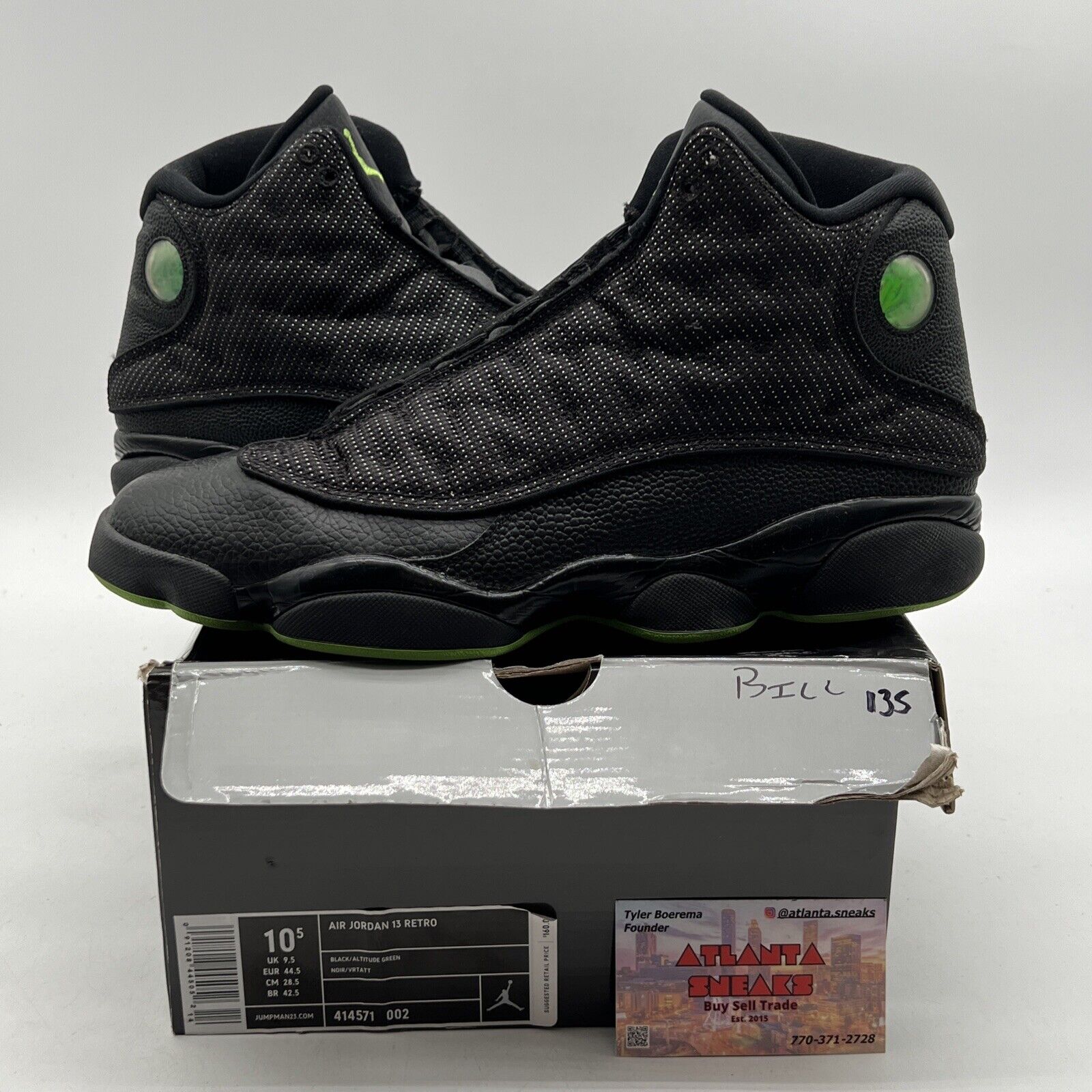 Size 10.5 - Air Jordan 13 Retro 2010 Altitude Green Black Leather (414571-002)