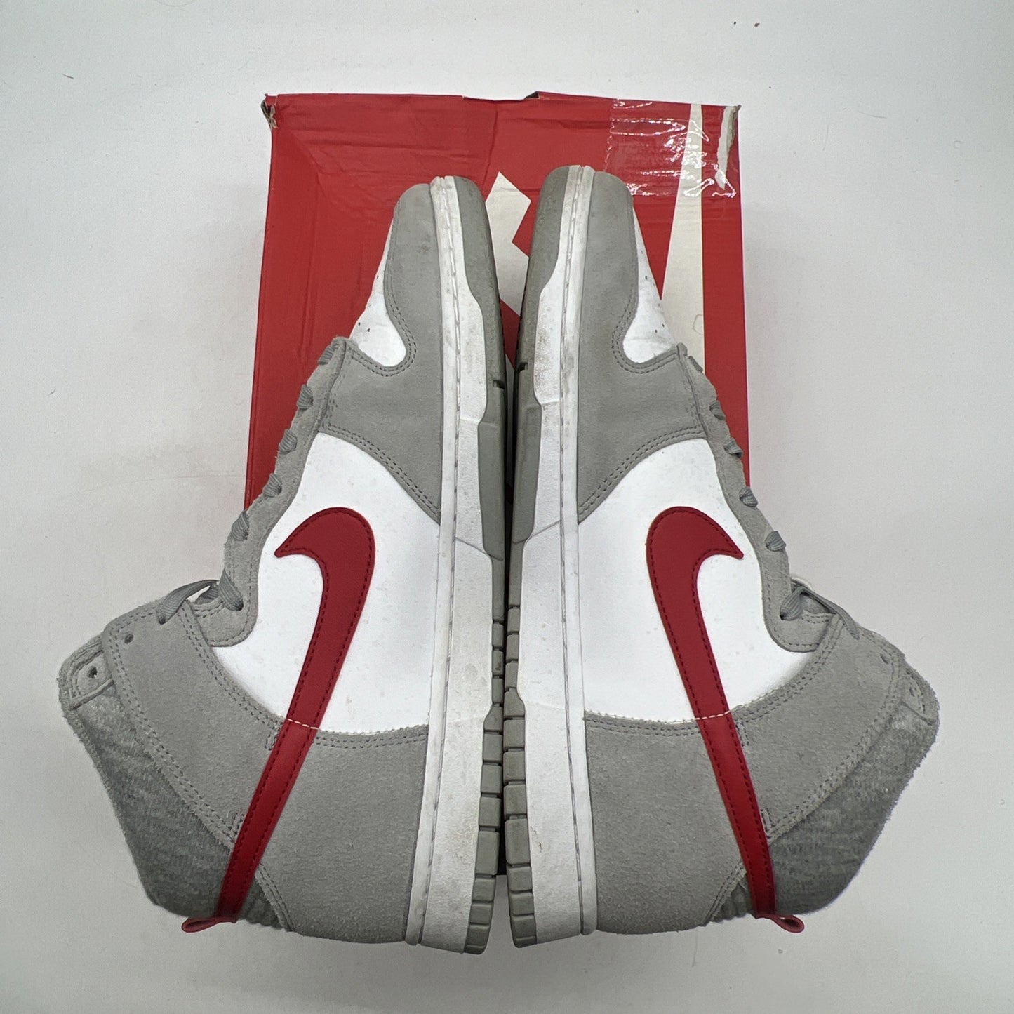 Size 12 - Nike Dunk SE High Athletic Club Light Smoke Grey Gym Red (DJ6152-001)