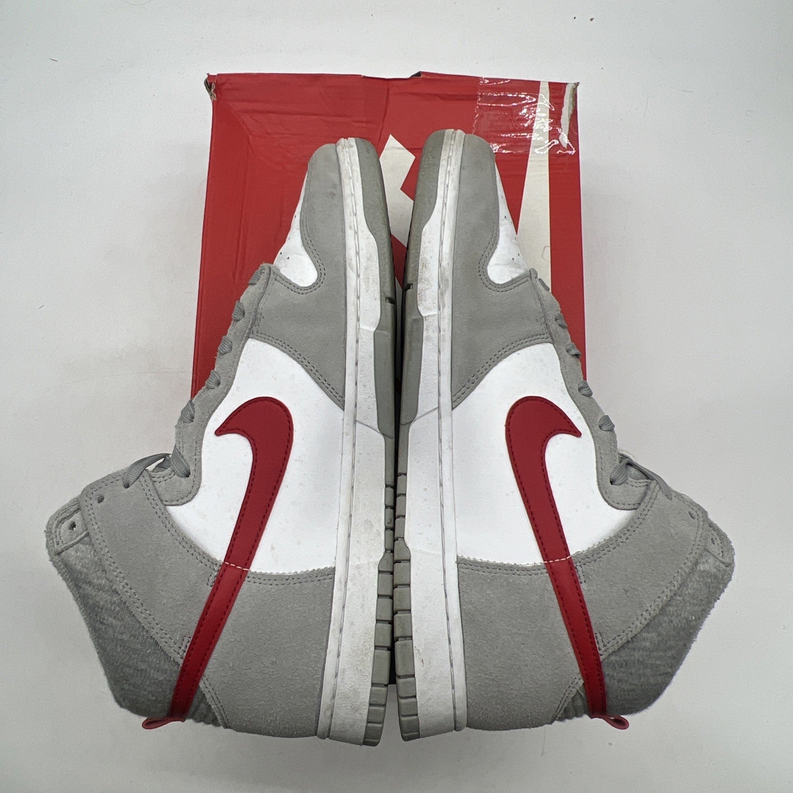 Size 12 - Nike Dunk SE High Athletic Club Light Smoke Grey Gym Red (DJ6152-001)