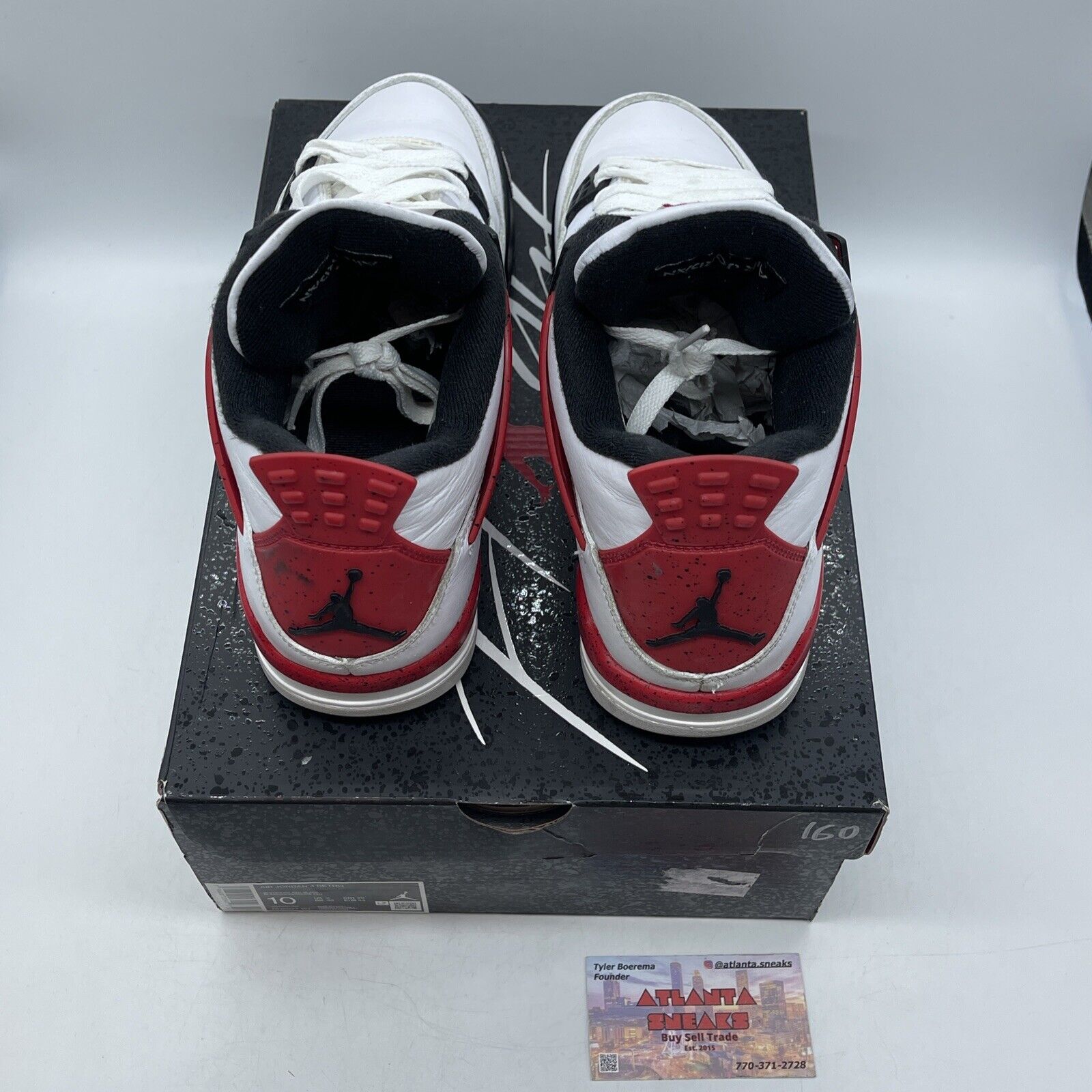 Size 10 - Jordan 4 Retro Mid Red Cement White Black Leather (DH6927-161)