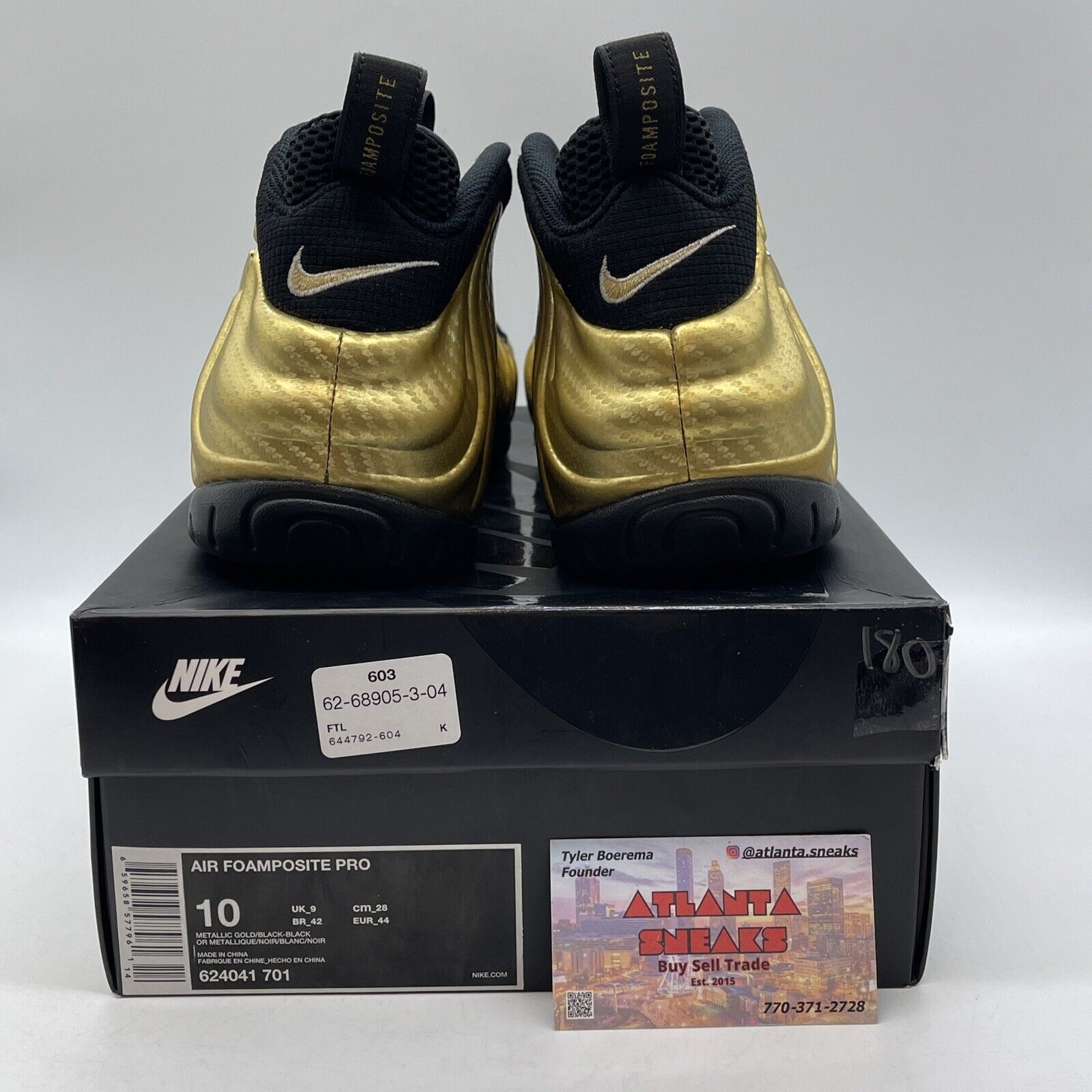 Size 10 - Nike Air Foamposite Pro Metallic Gold Black (624041-701)