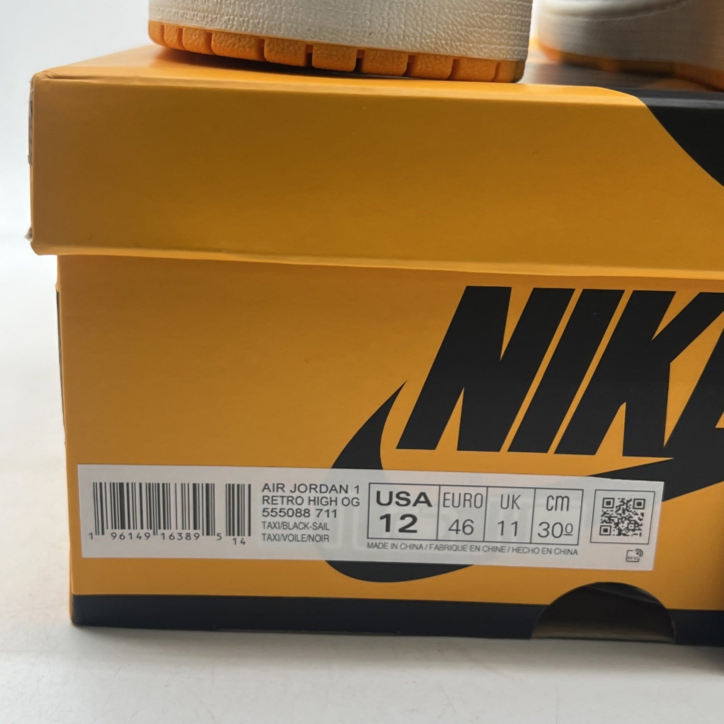 Size 12 - Air Jordan 1 Retro OG High Yellow Toe (5550887-711)