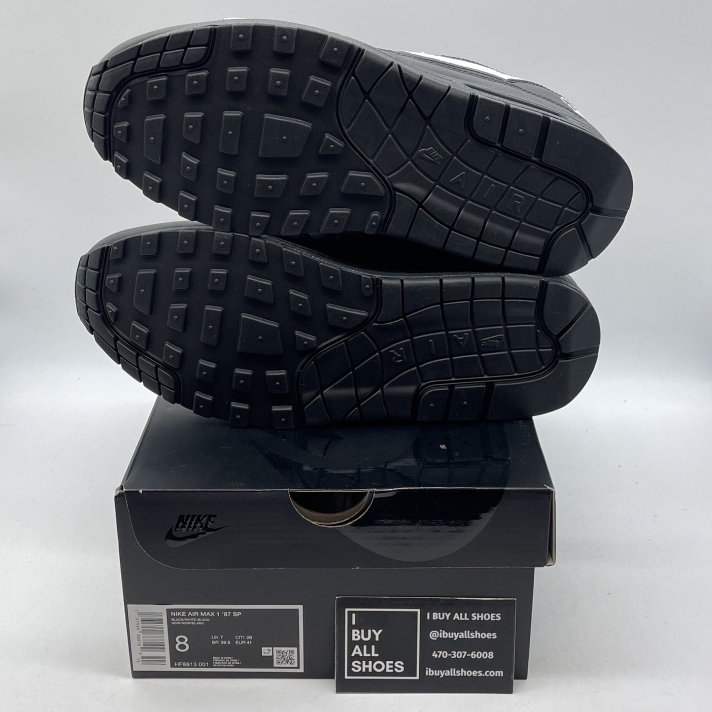 Size 8 - Nike Supreme x Air Max 1 '87 SP Black White Leather (HF8813-001)