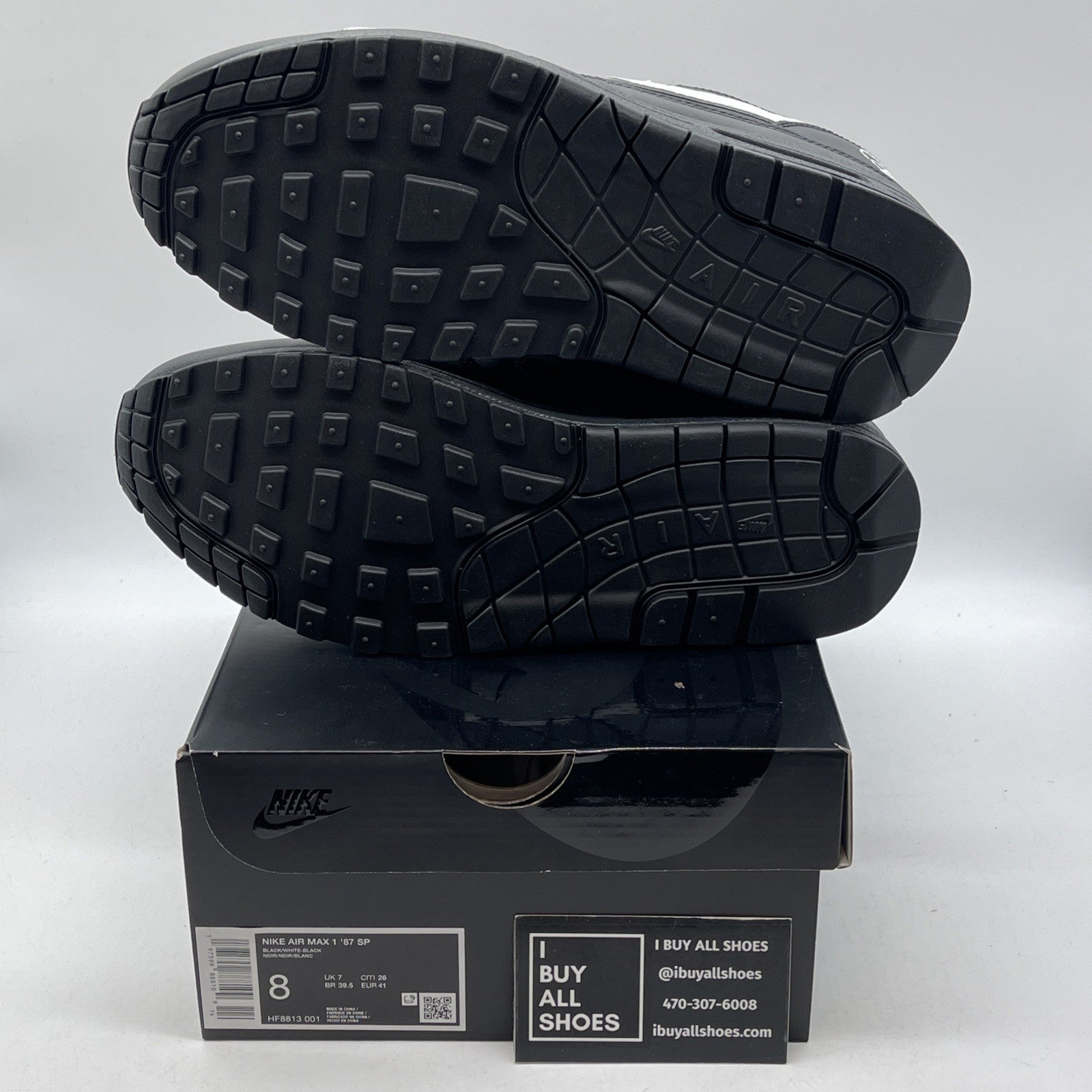 Size 8 - Nike Supreme x Air Max 1 '87 SP Black White Leather (HF8813-001)