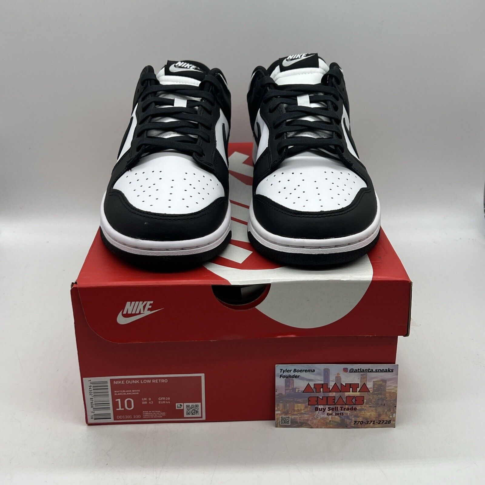 Size 10 - Nike Dunk Low Black White Brand New Og All