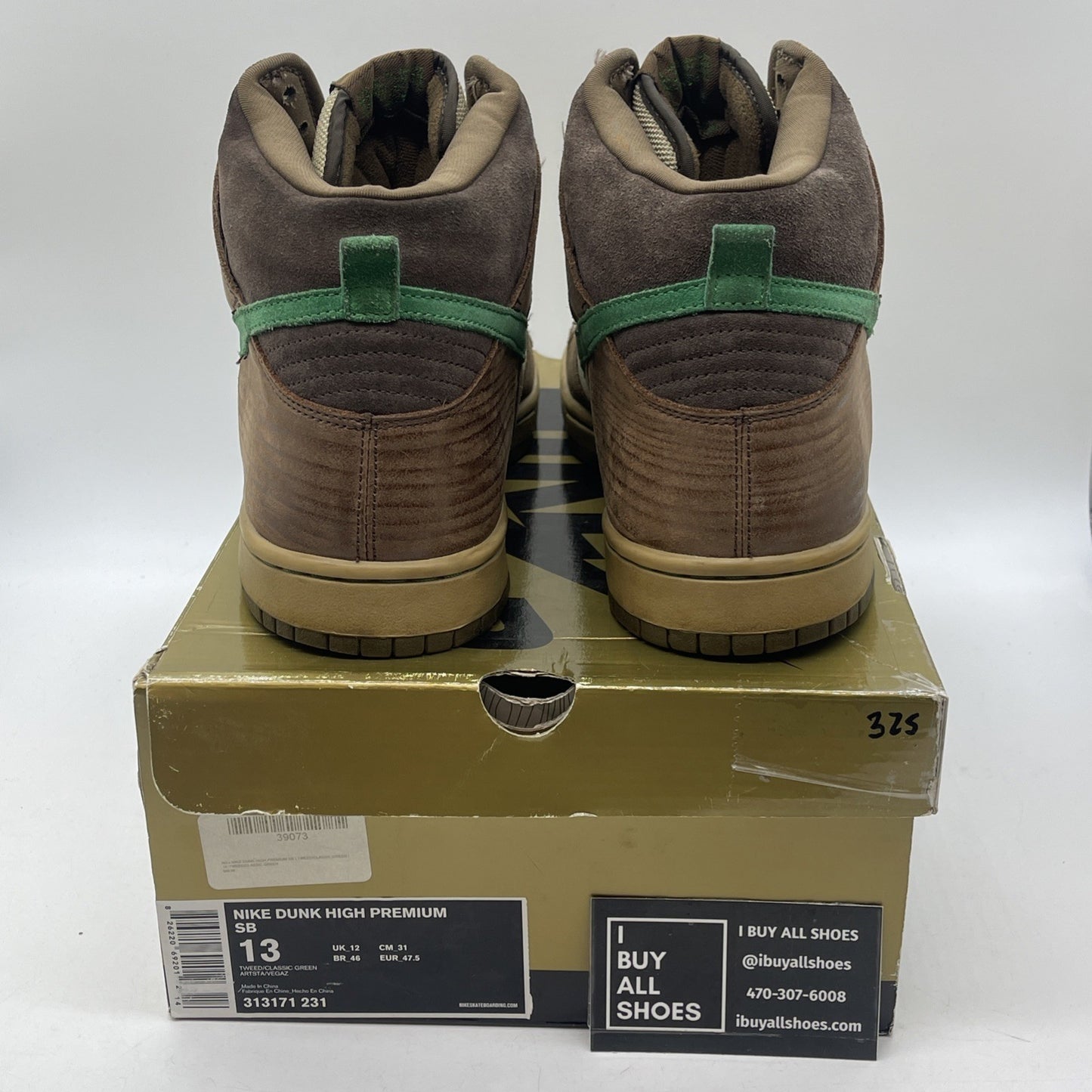 Size 13 - Nike Dunk Premium SB High Tweed Classic Green Brown (313171-231)