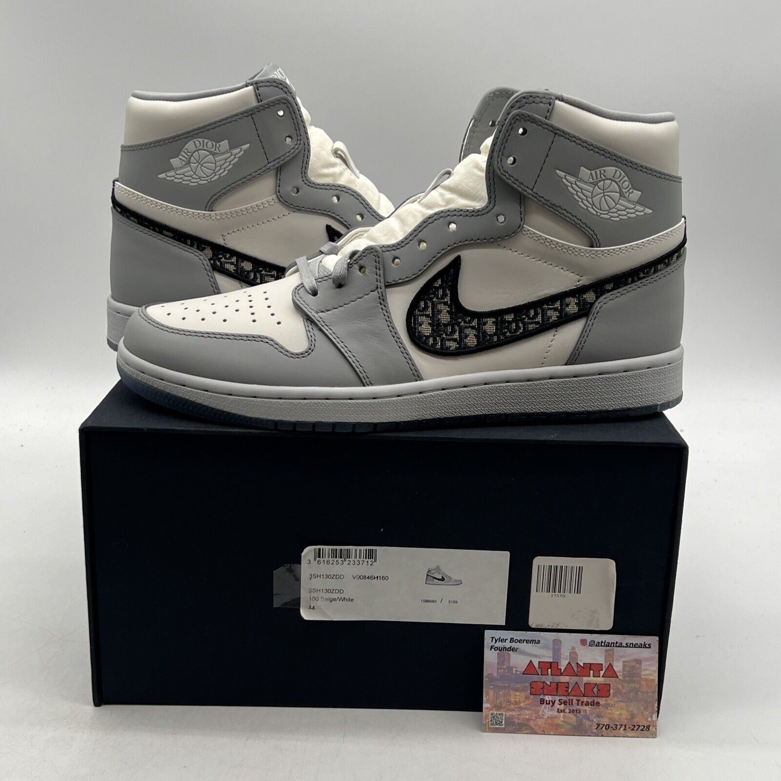 Size 10 - Jordan 1 x Dior High Gray White Leather Black Icey (CN8607-002)