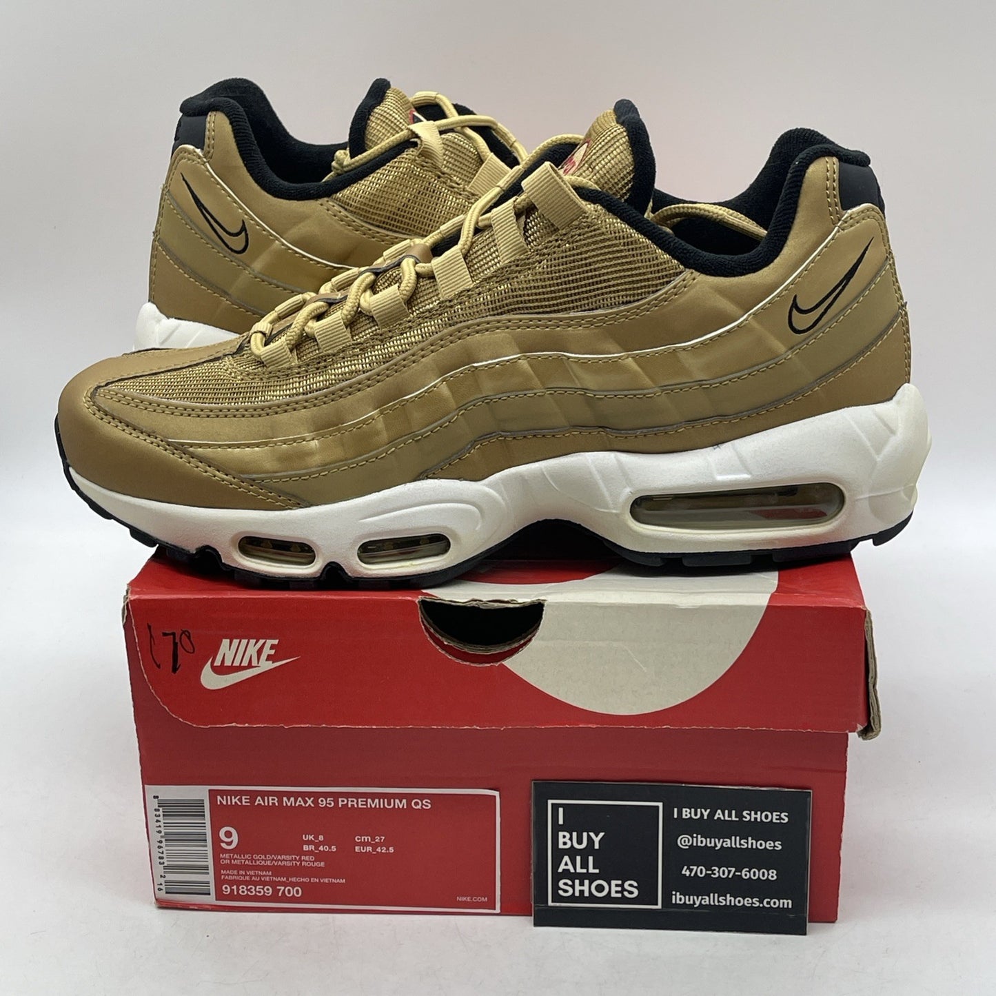 Size 9 - Nike Air Max 95 QS Metallic Gold (918359-700)