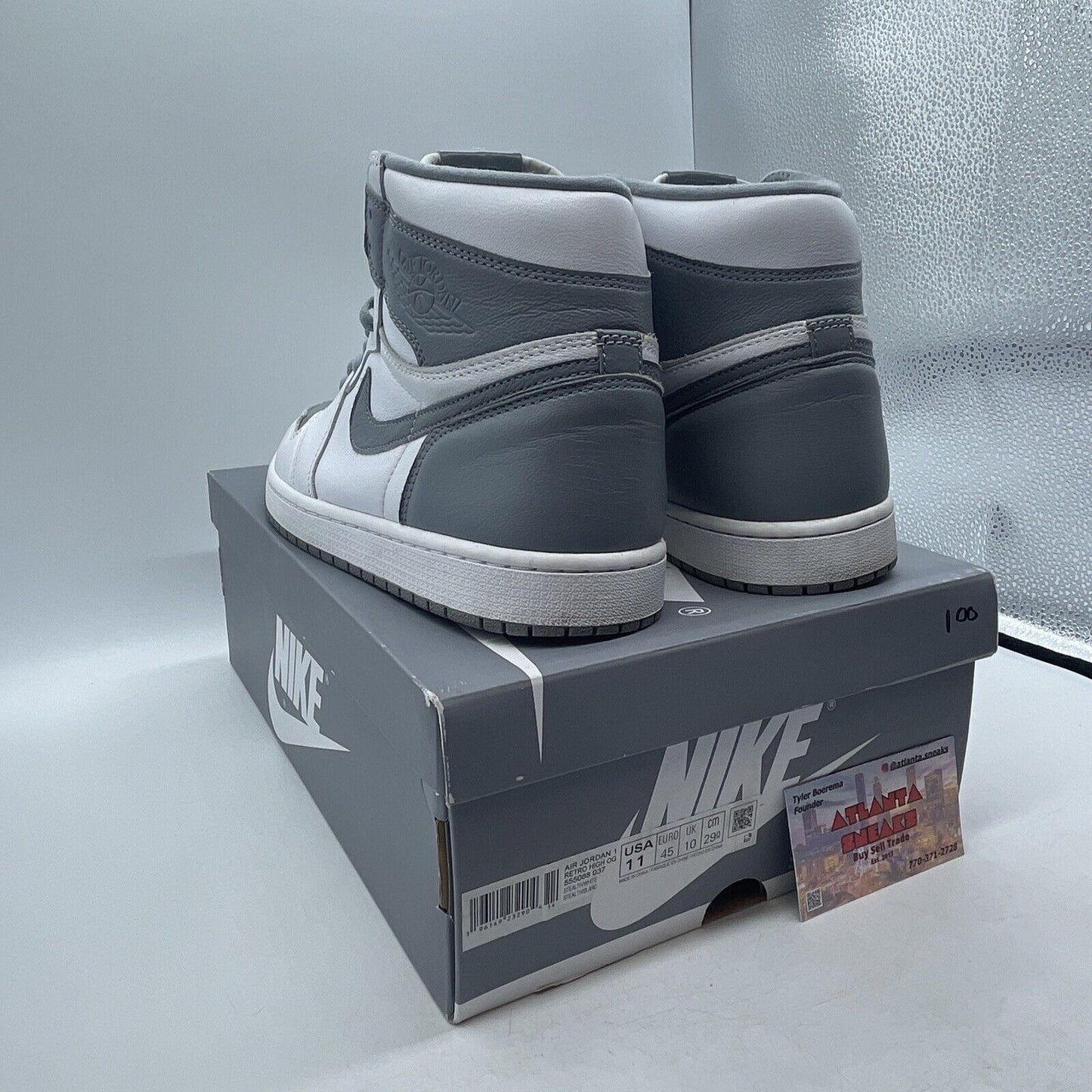 Size 11 - Jordan 1 Retro High OG Stealth Grey White Leather (555088-037)
