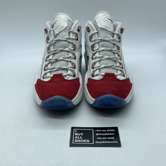 Size 9 - Reebok Question OG 2020 Mid Red Toe White Suede Leather (FY1018)