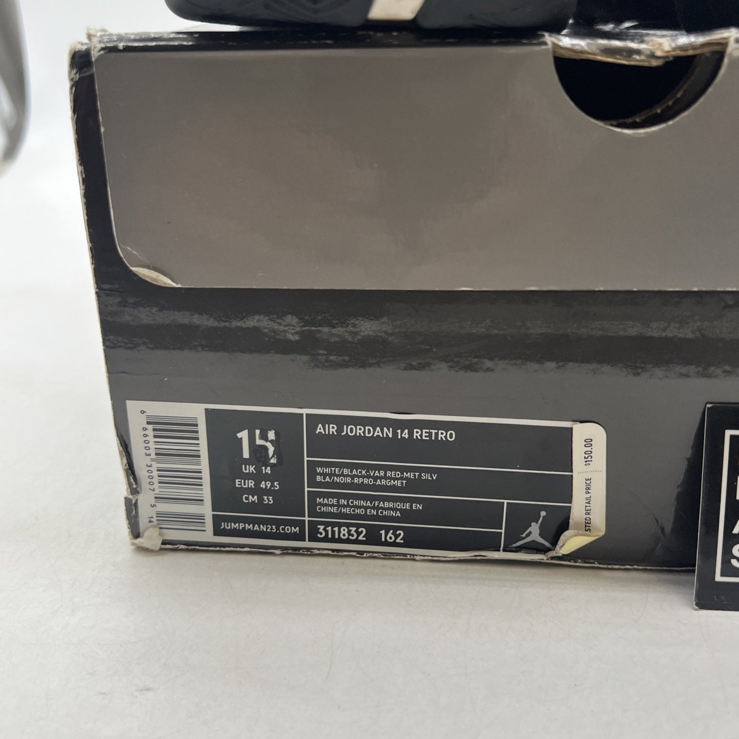 Size 14 - Air Jordan 14 Retro 2006 Black Toe (311832-162)